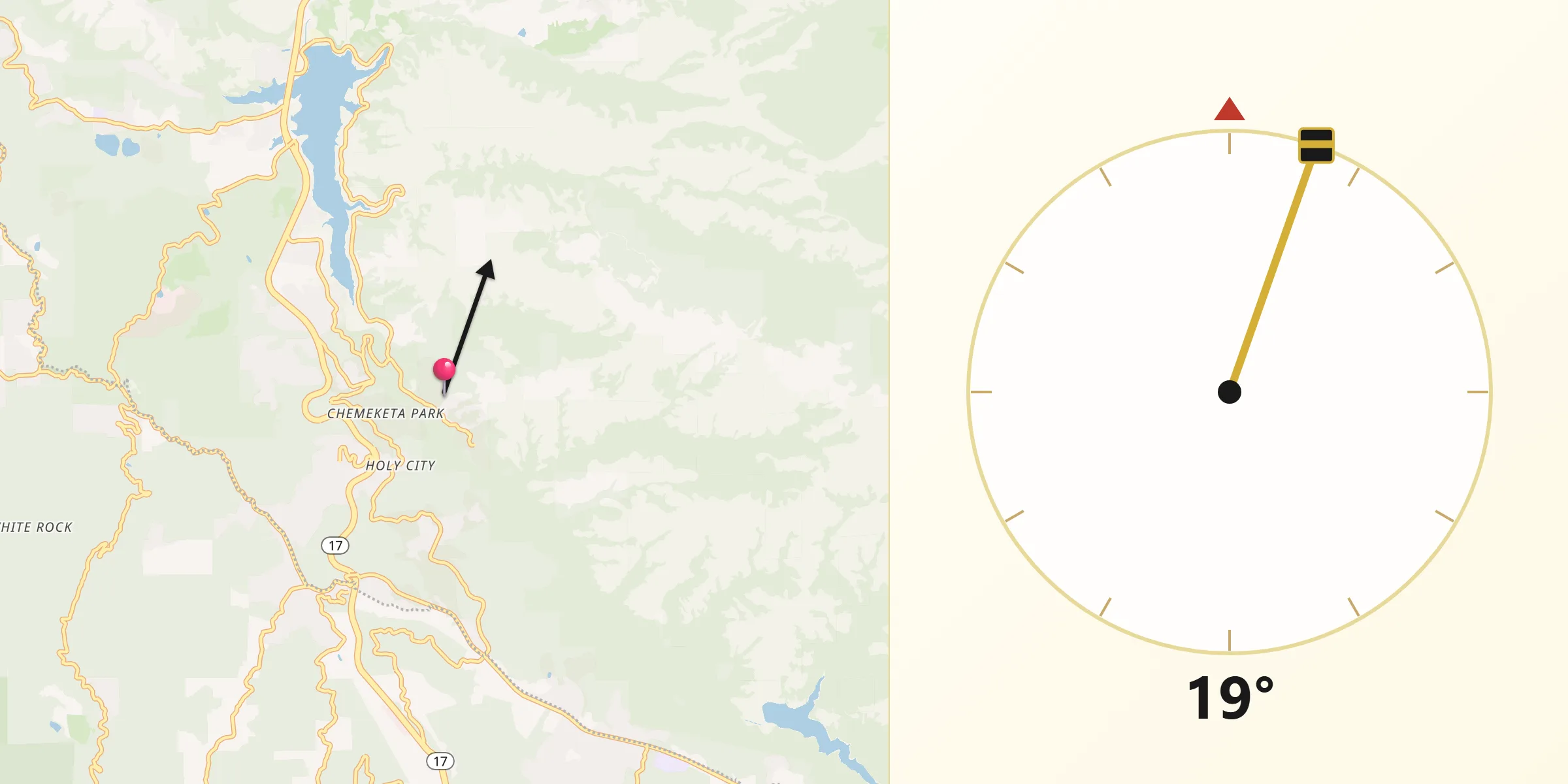 Qibla Direction from Lexington Hills
