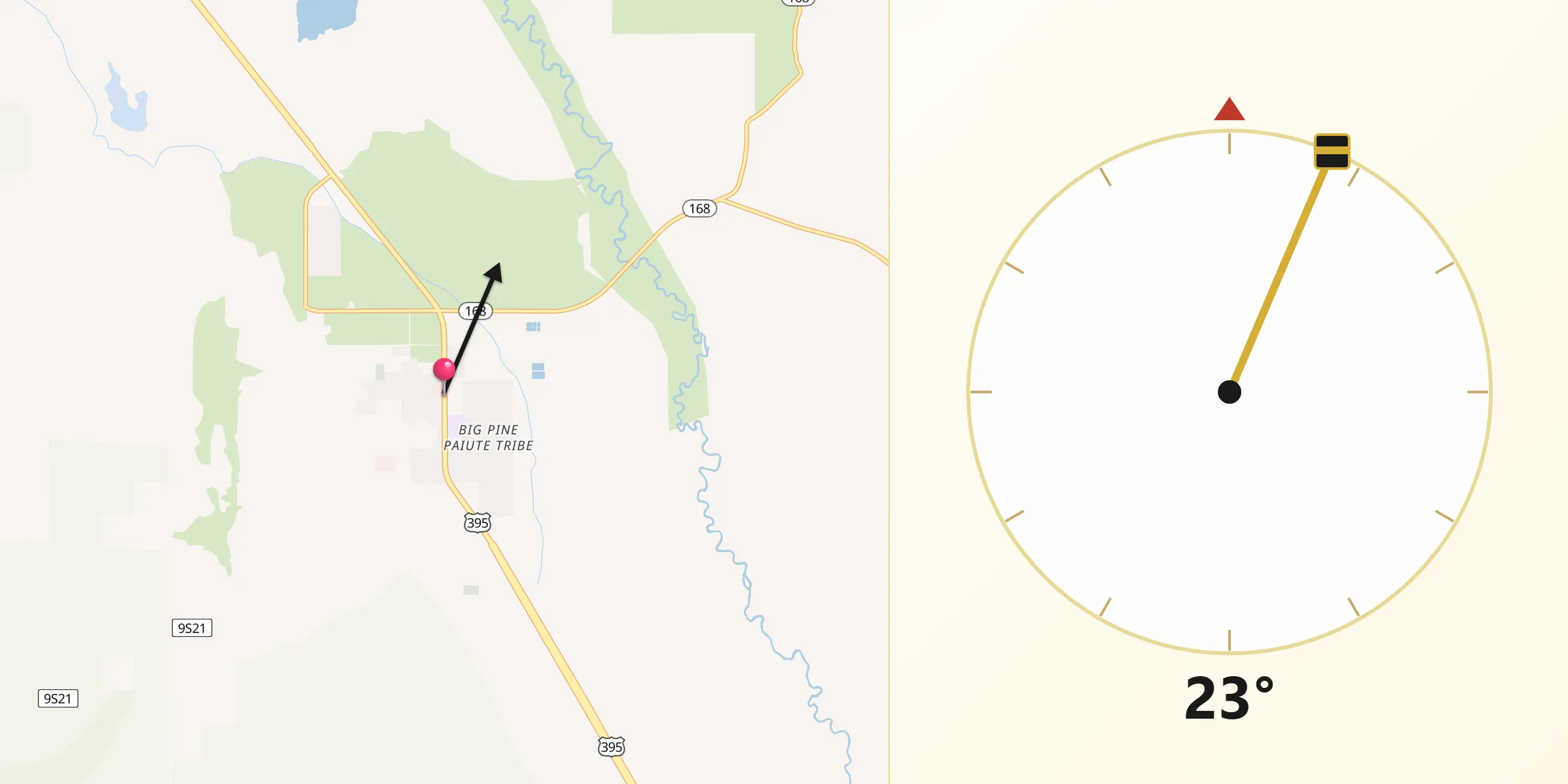 Qibla Direction from Big Pine