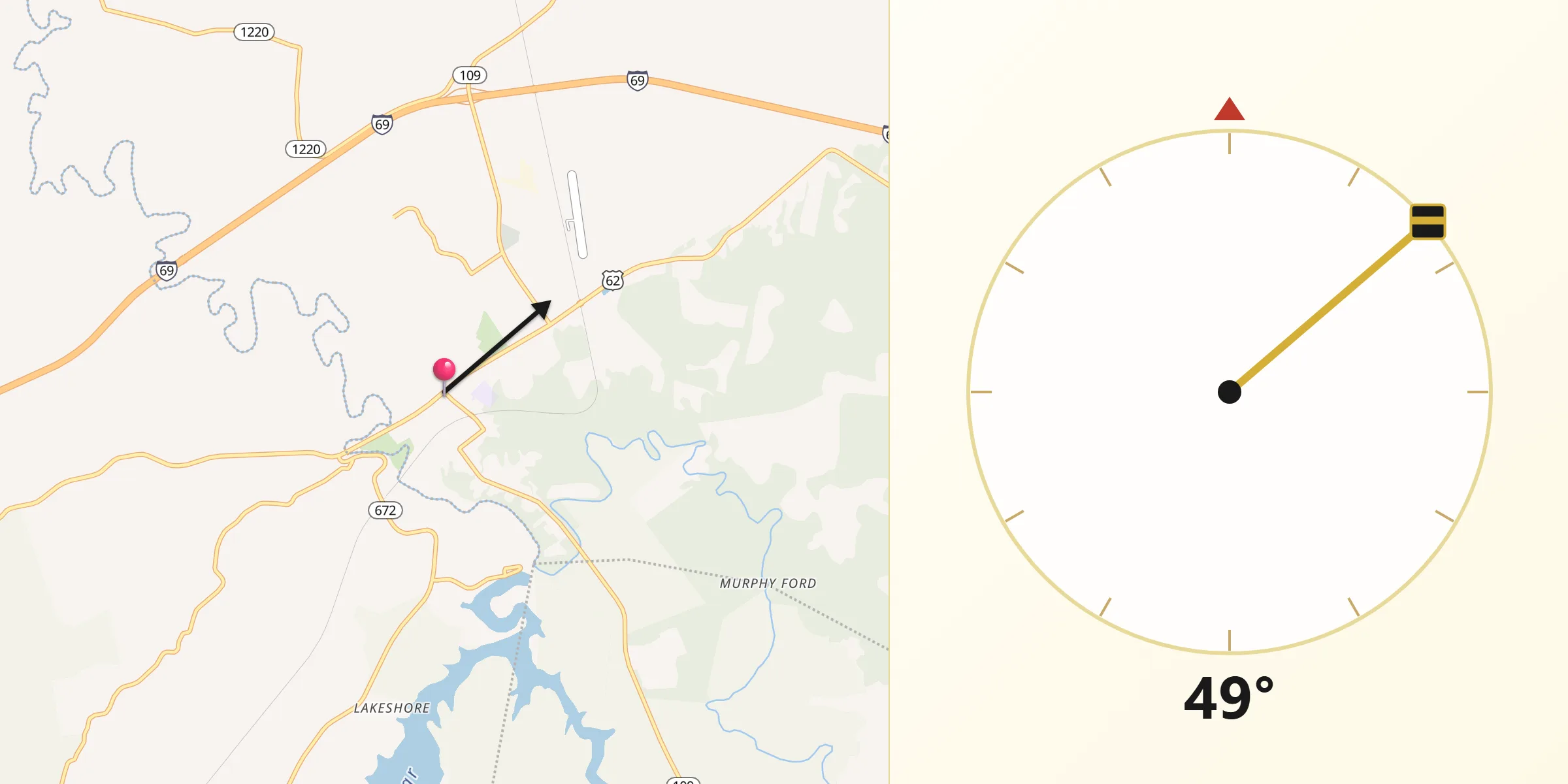 Qibla Direction from Dawson Springs