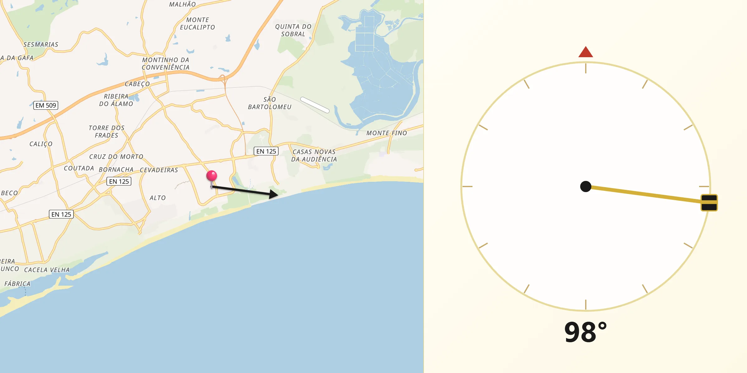 Direção da Qibla a partir de Altura