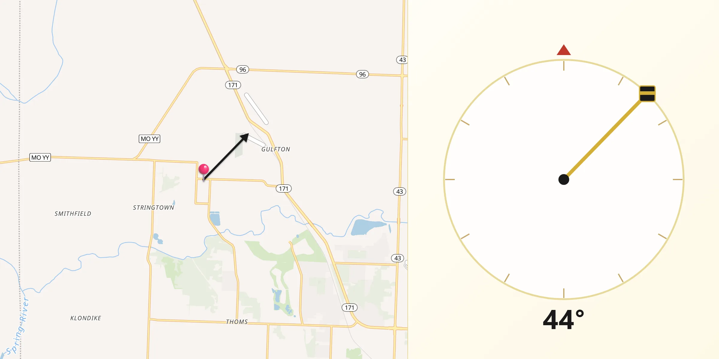 Qibla Direction from Carl Junction