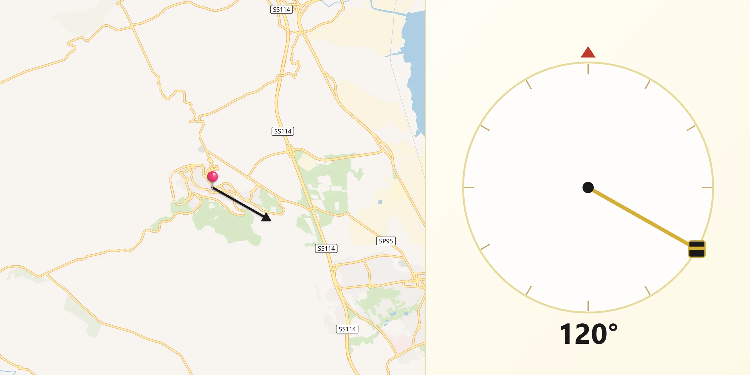 Direzione della Qibla da Melilli