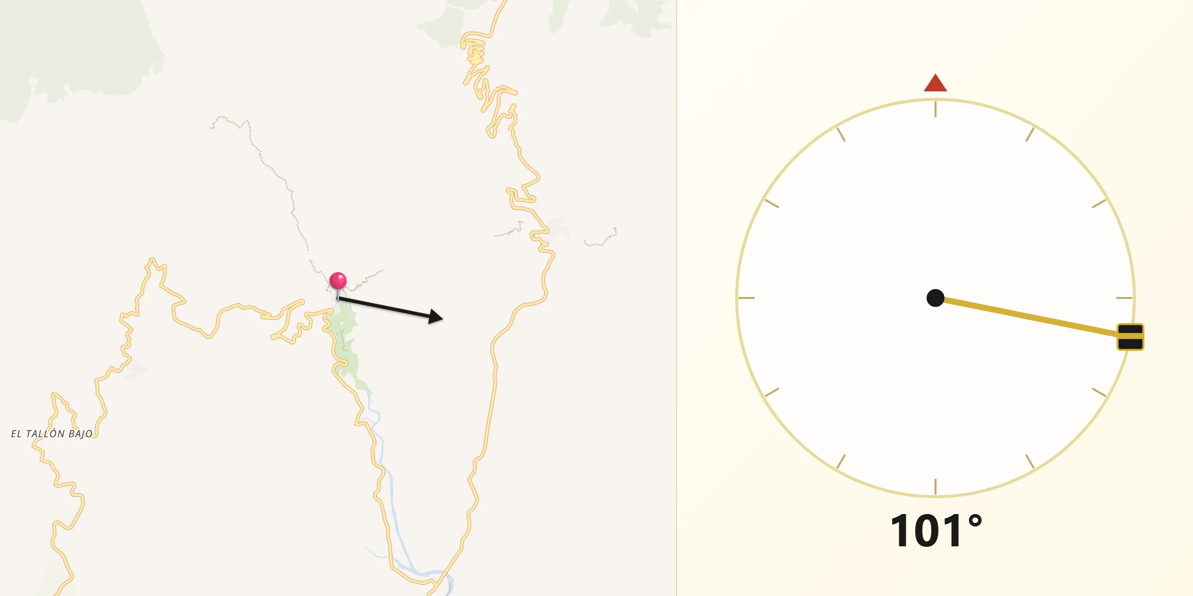 Dirección de la Qibla desde Castro de Filabres
