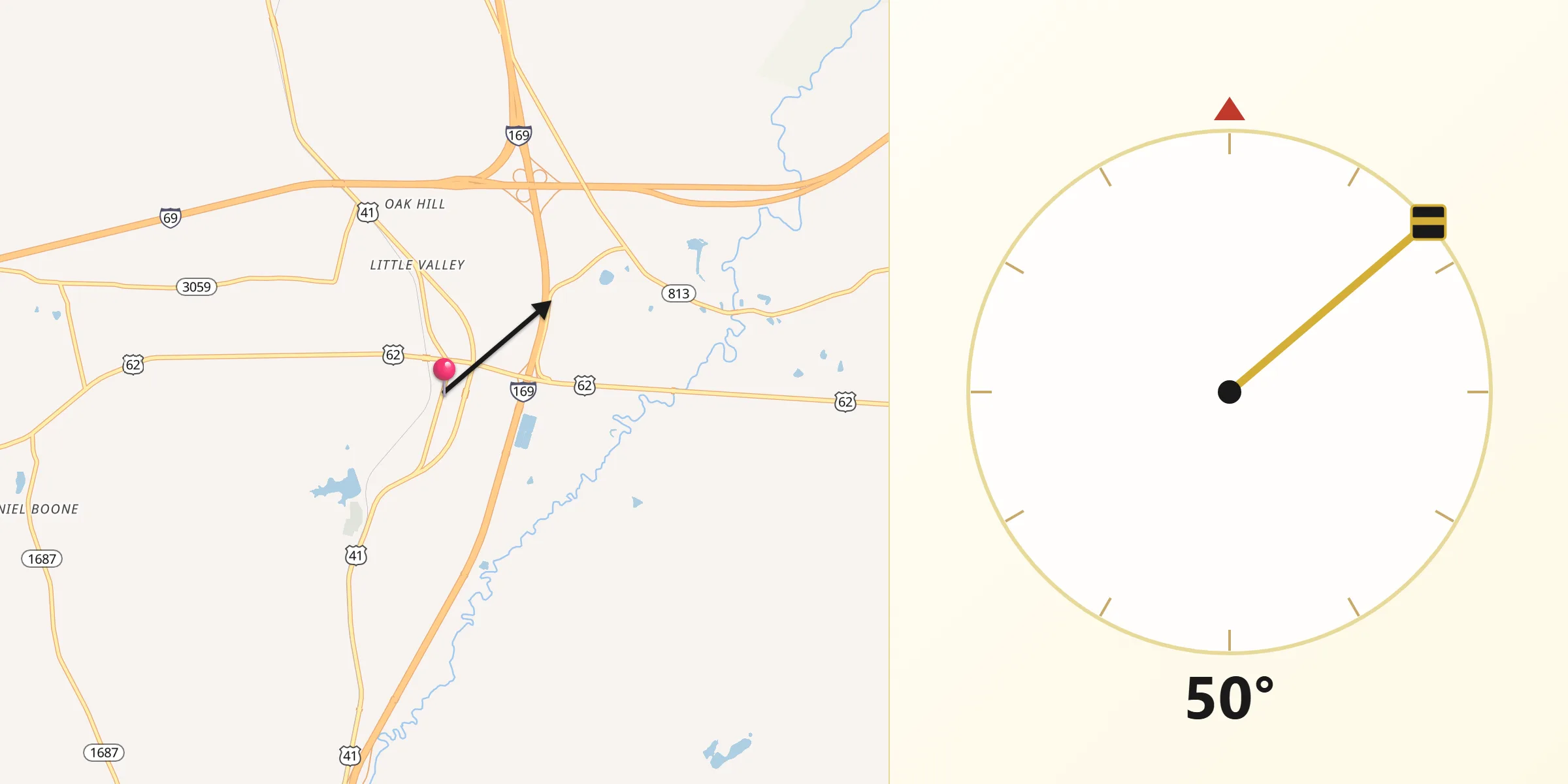 Qibla Direction from Nortonville