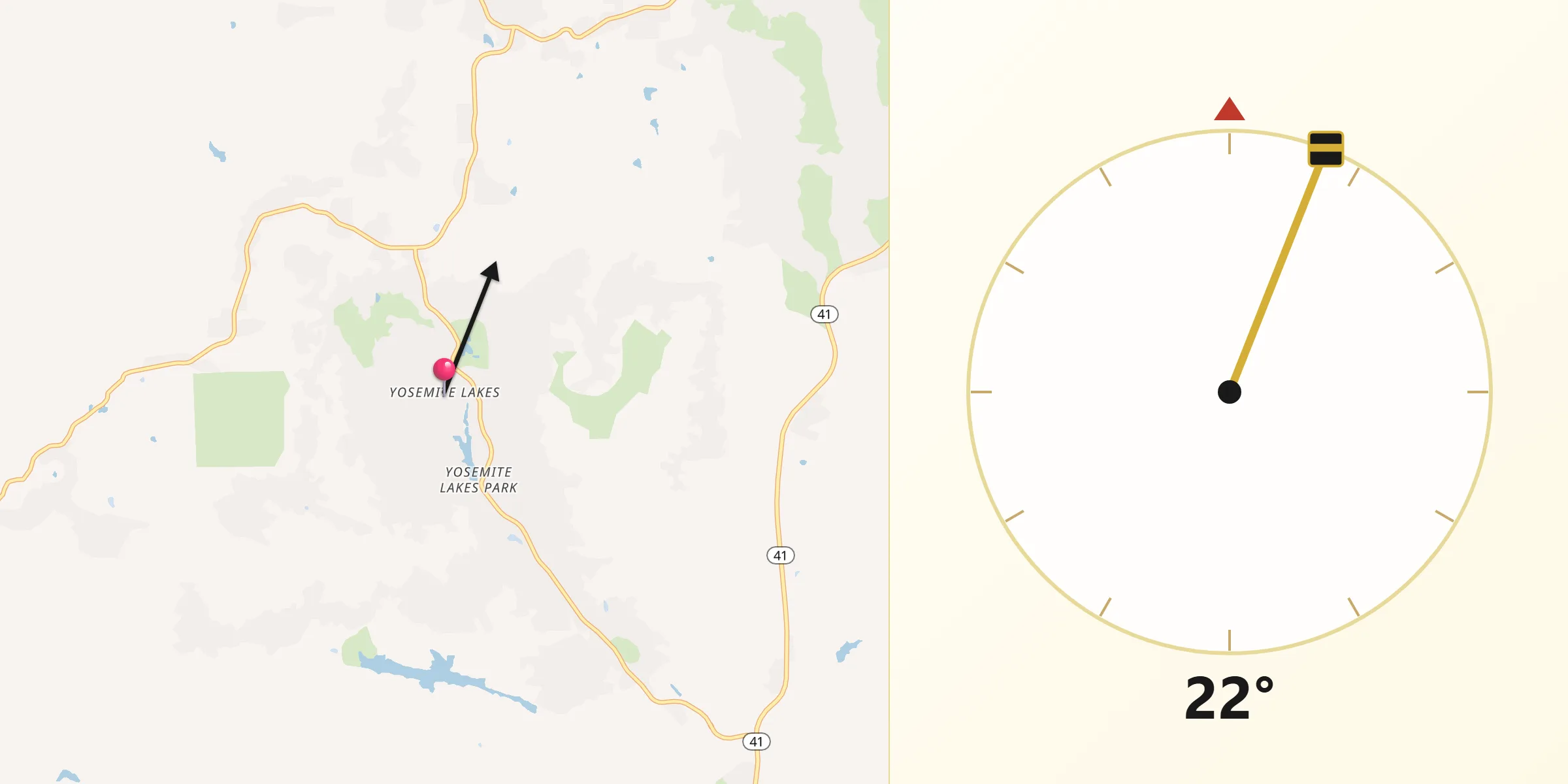 Qibla Direction from Yosemite Lakes