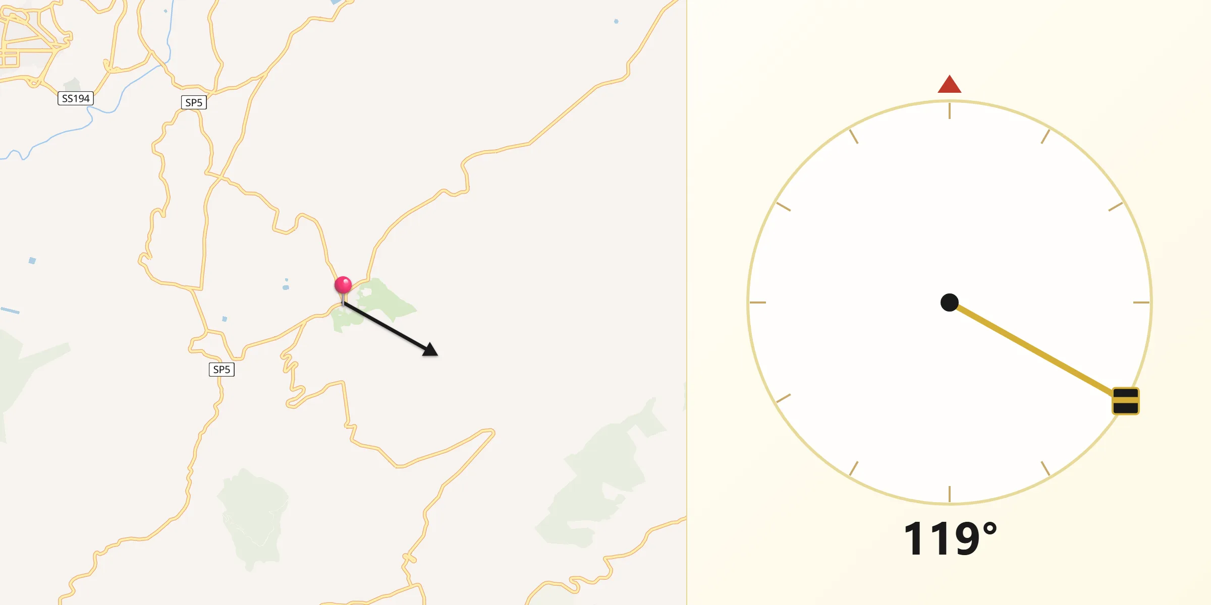 Direzione della Qibla da Pedagaggi