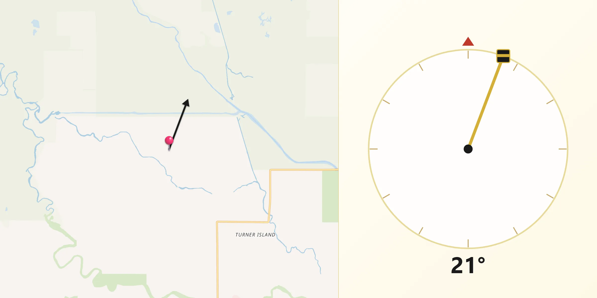 Qibla Direction from Merced County