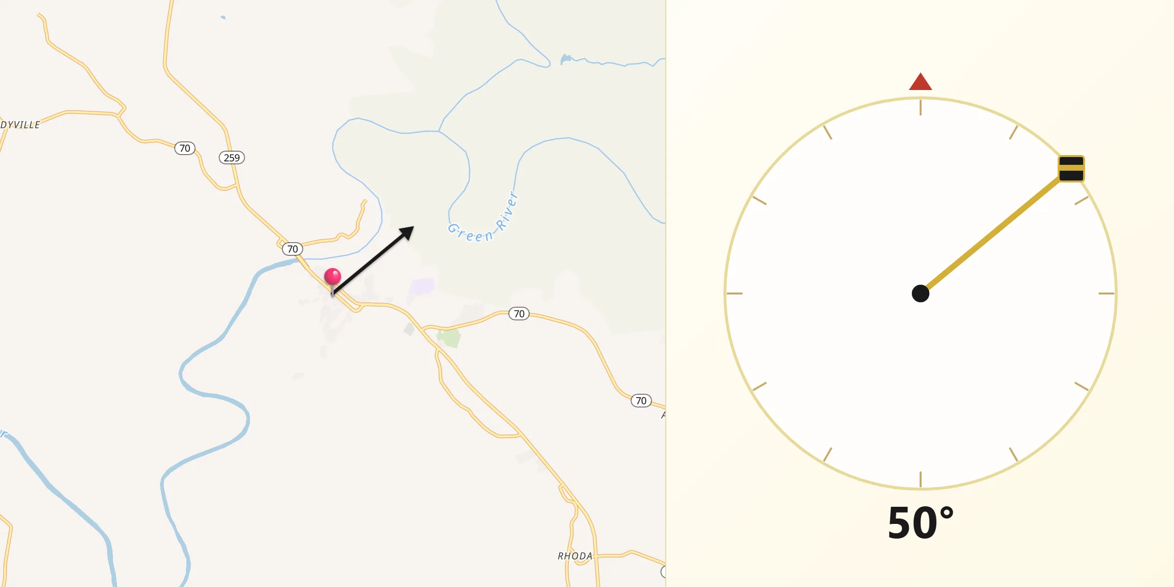 Dirección de la Qibla desde Brownsville