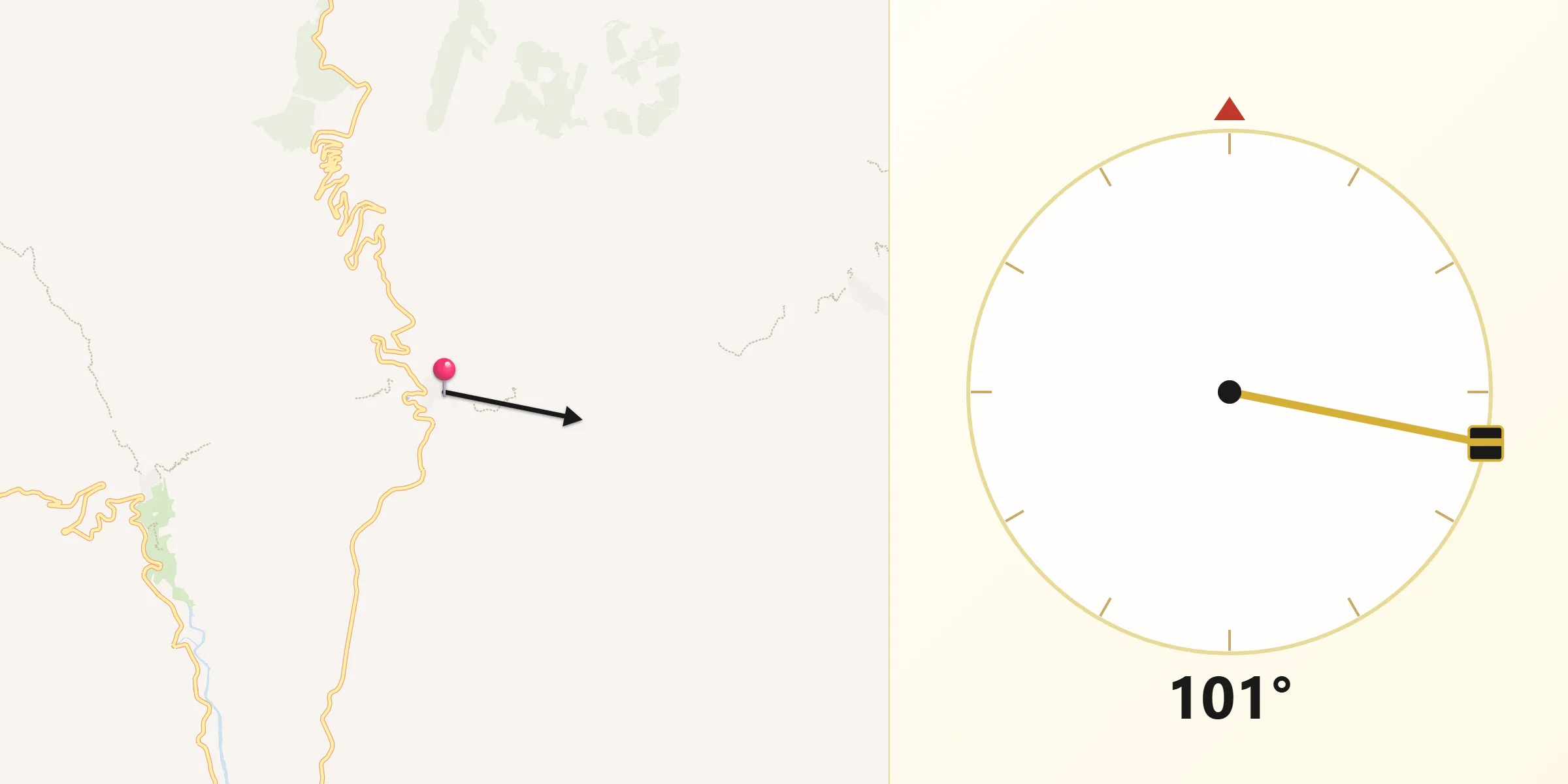 Dirección de la Qibla desde Velefique