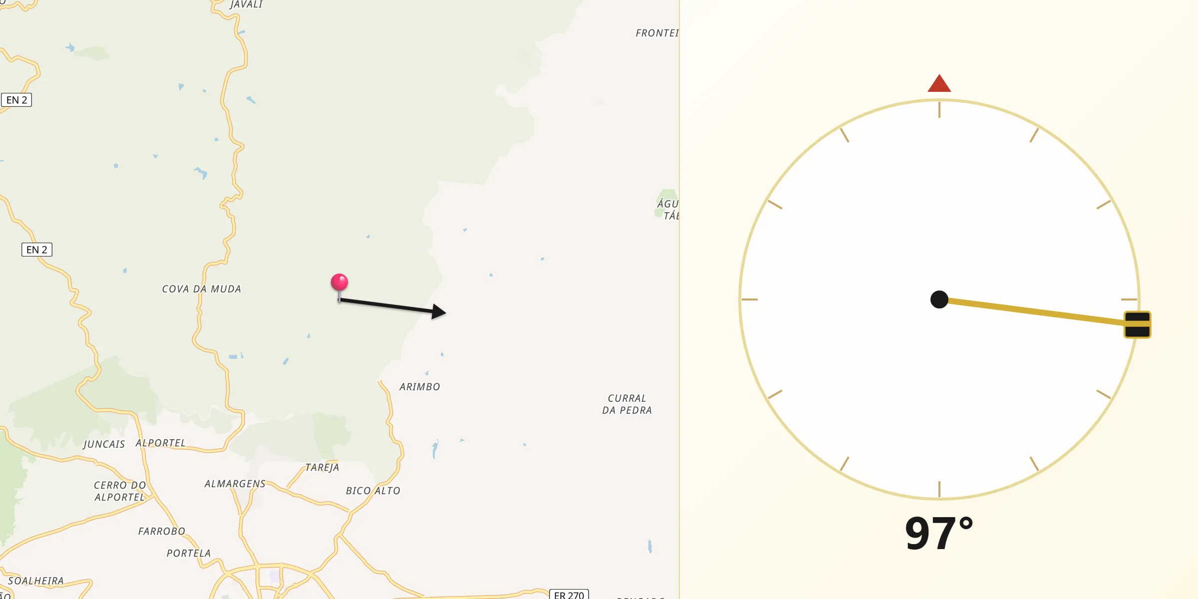 Direção da Qibla a partir de São Brás de Alportel