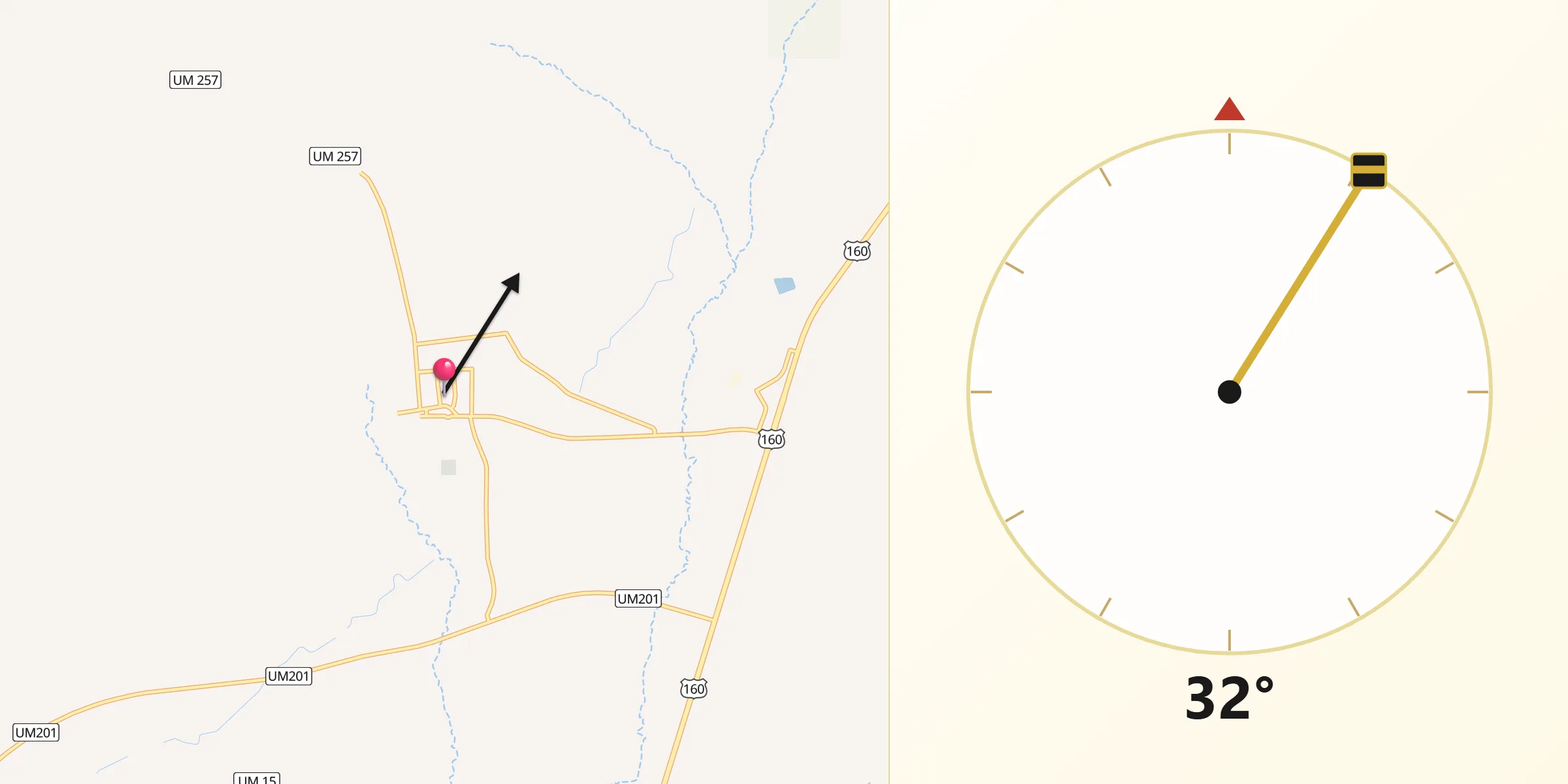 Qibla Direction from Towaoc