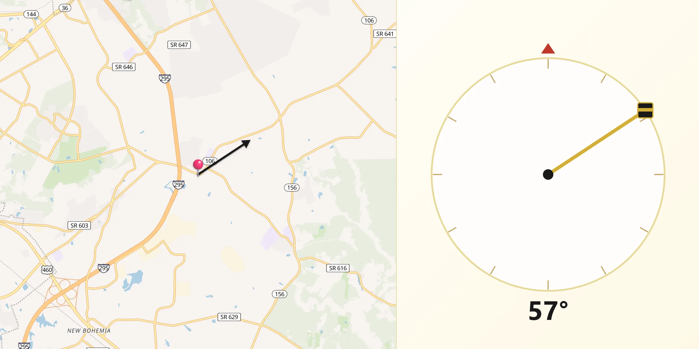 Qibla Direction from Prince George