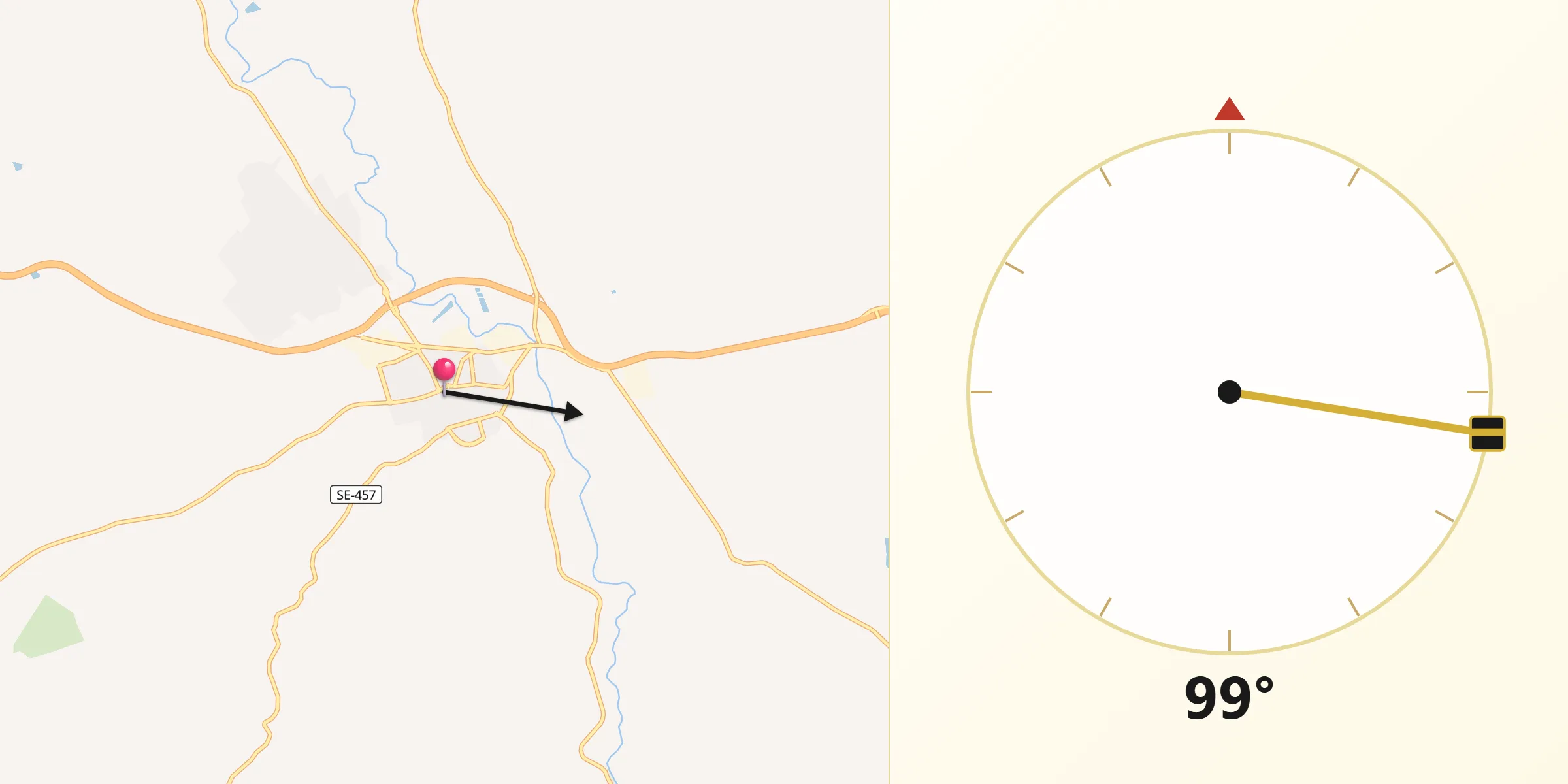 Dirección de la Qibla desde La Puebla de Cazalla