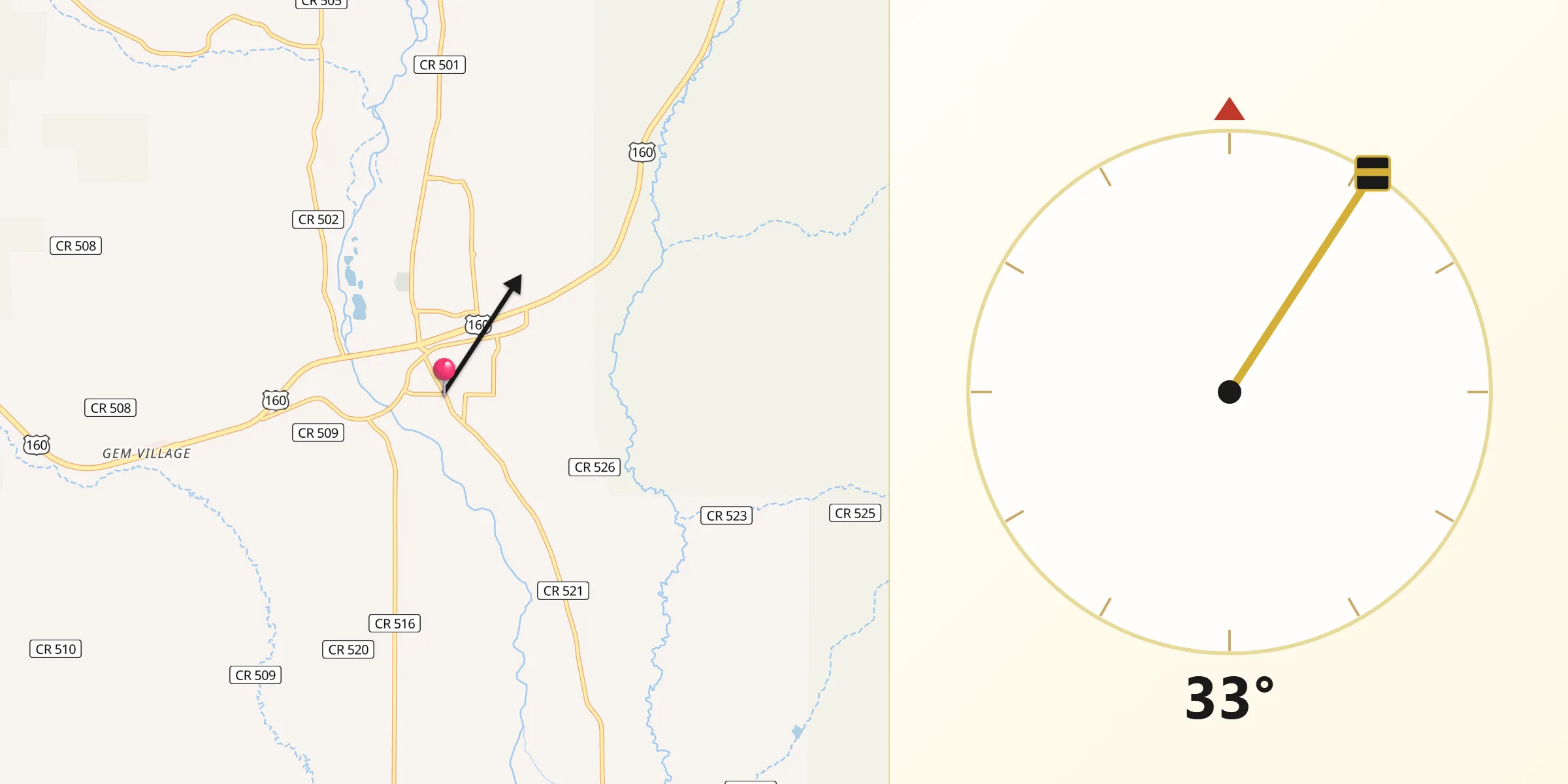 Qibla Direction from Bayfield