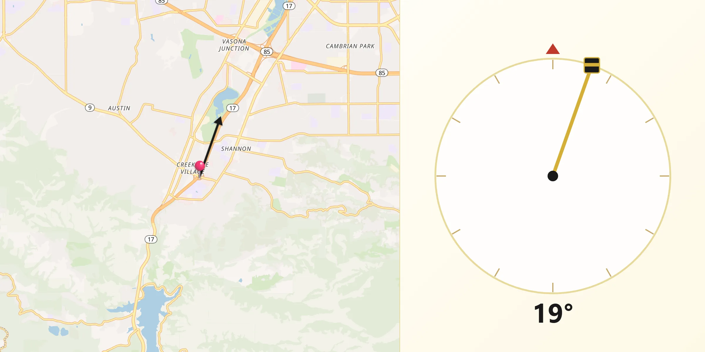 Qibla Direction from Los Gatos