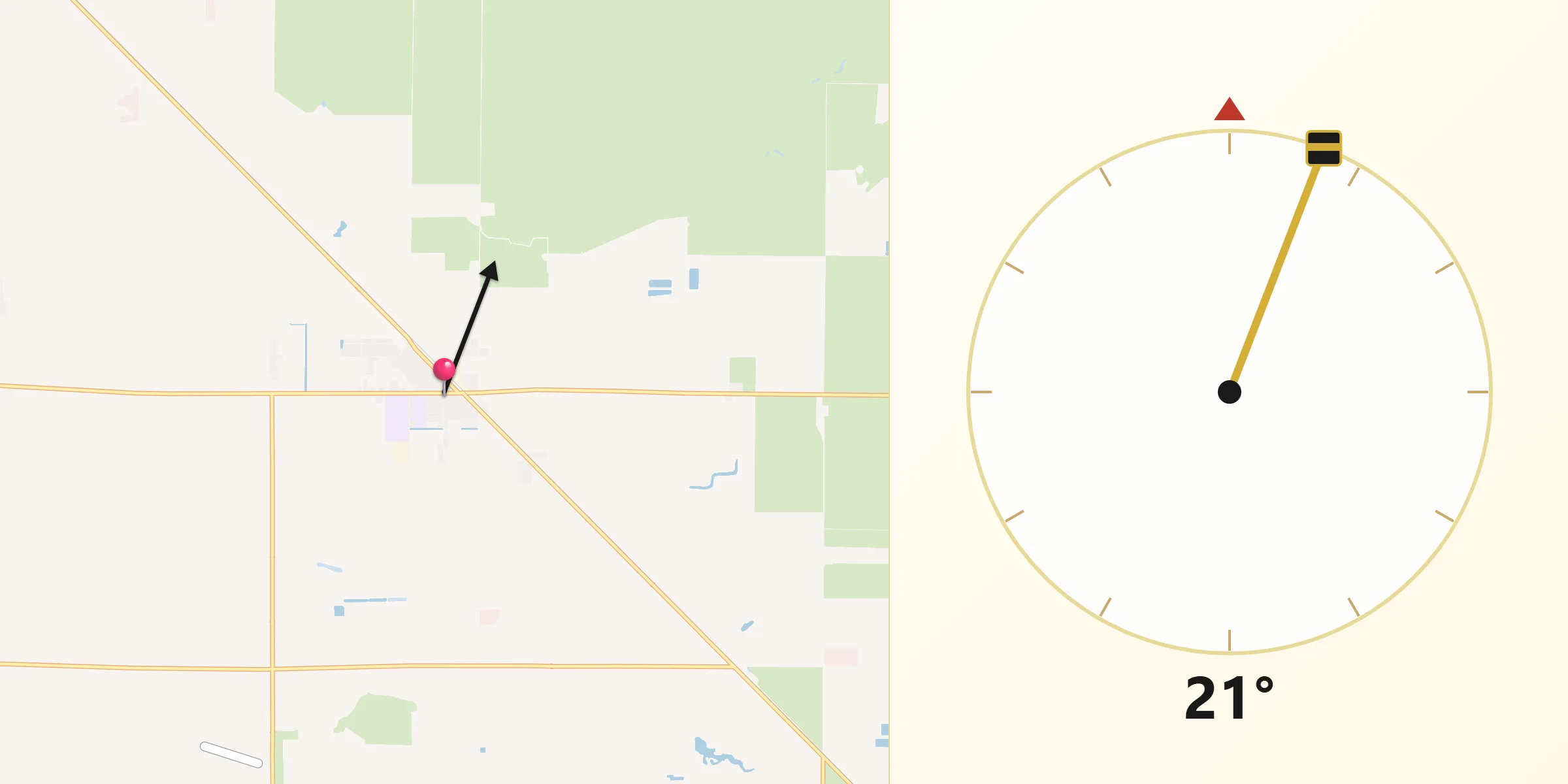 Qibla Direction from Le Grand