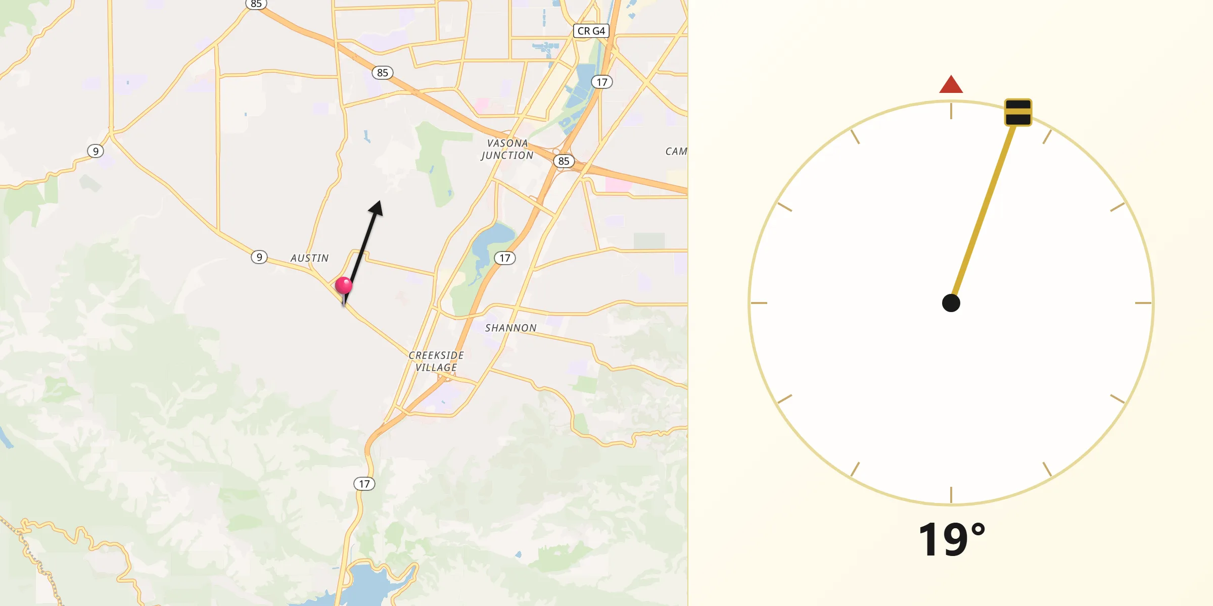 Qibla Direction from Monte Sereno
