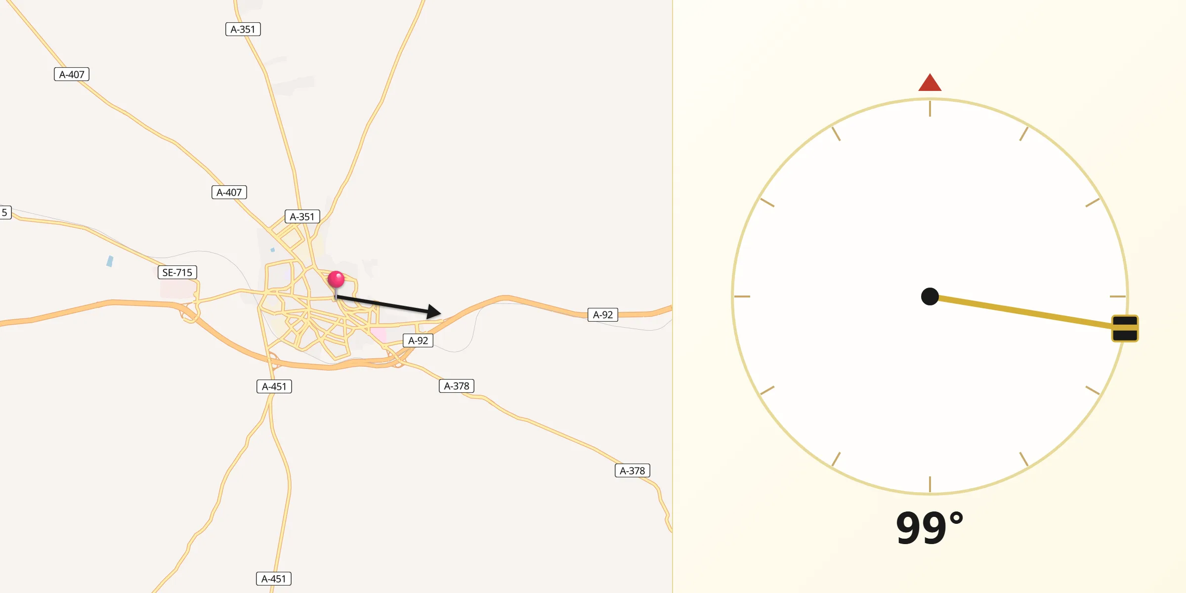 Dirección de la Qibla desde Osuna