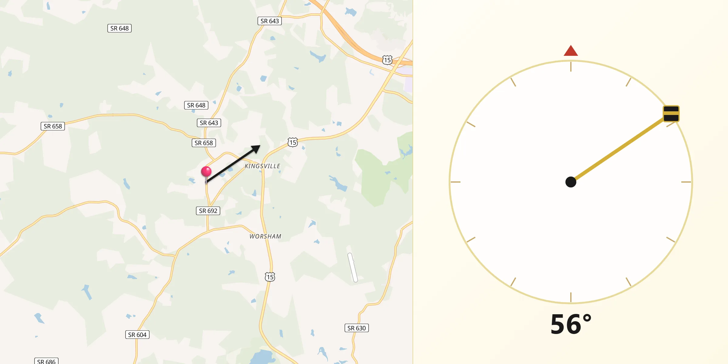 Qibla Direction from Hampden Sydney