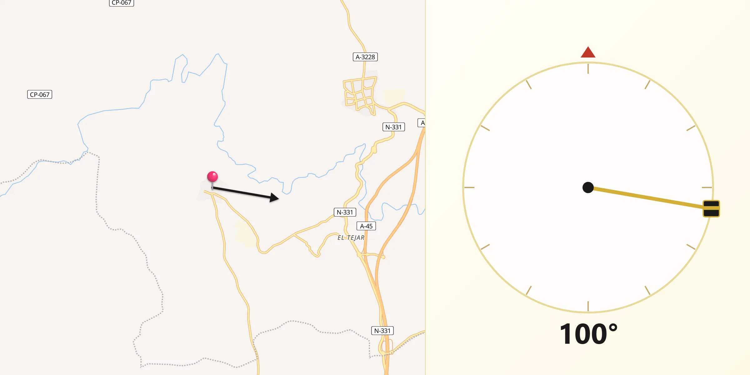 Dirección de la Qibla desde Palenciana