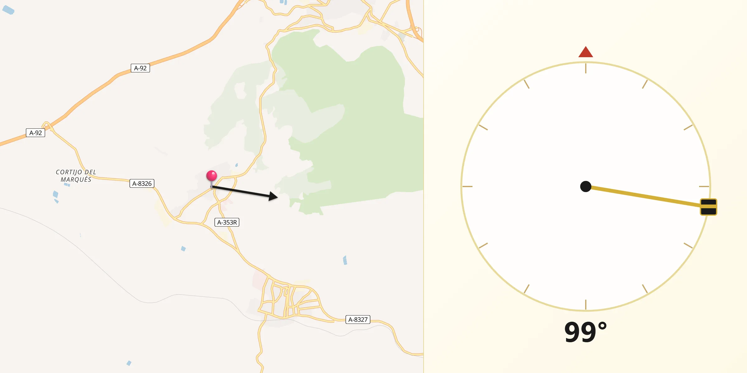 Dirección de la Qibla desde Gilena