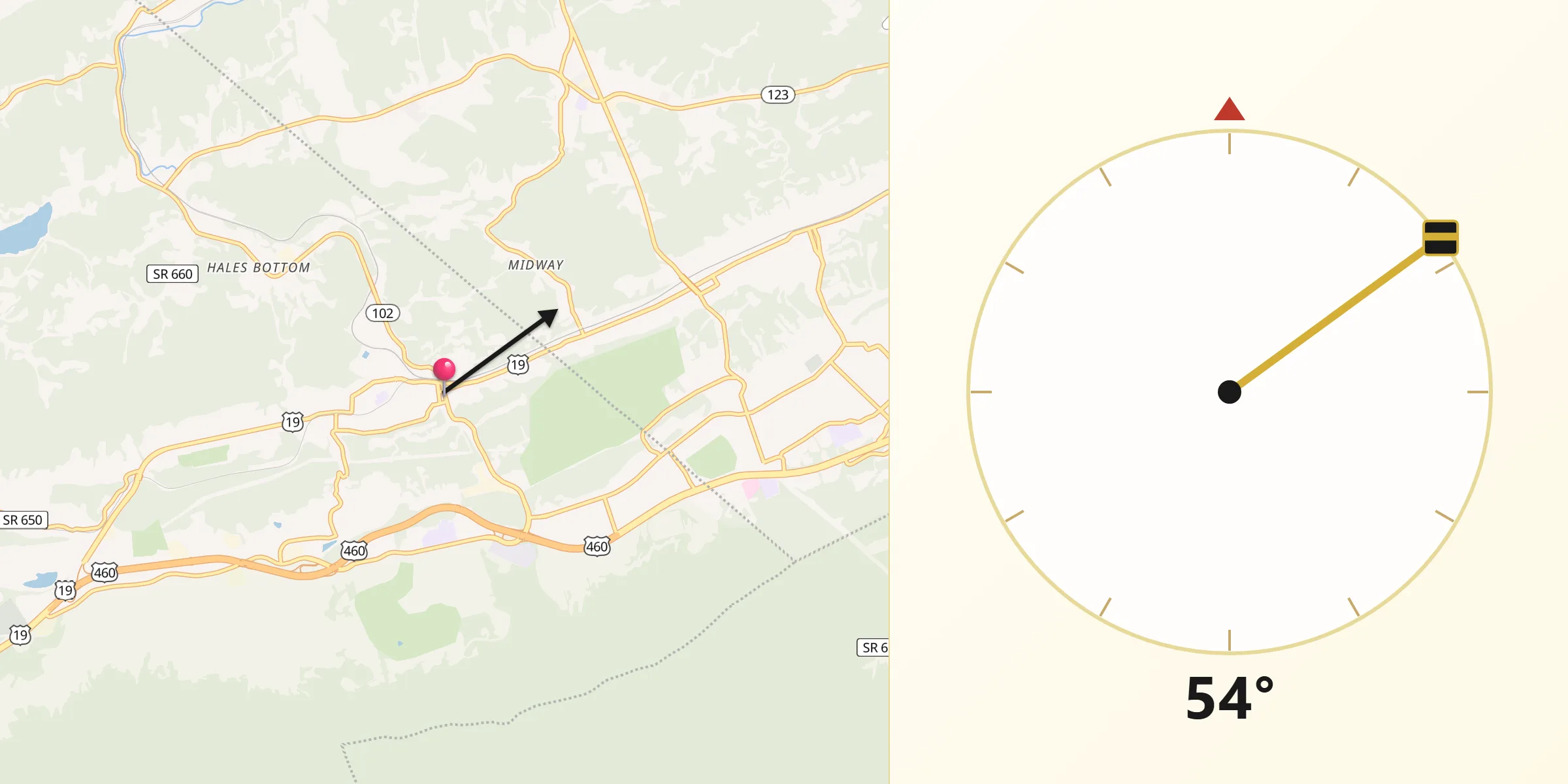 Qibla Direction from Bluefield