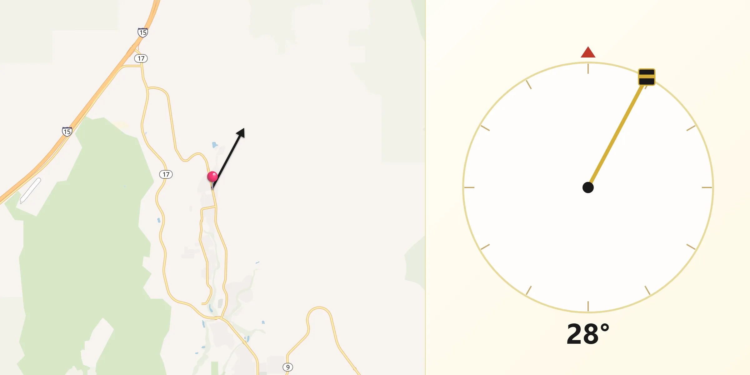 Qibla Direction from Toquerville