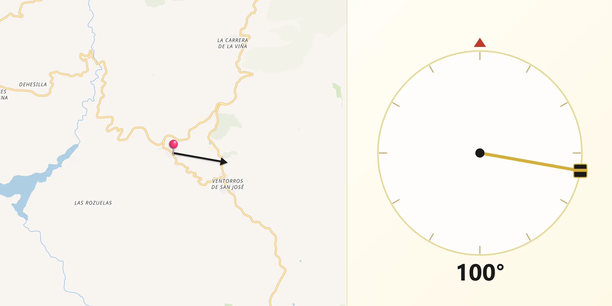Dirección de la Qibla desde Zagra