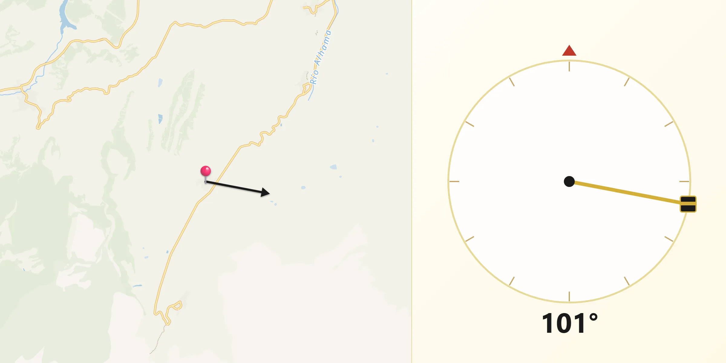 Dirección de la Qibla desde Polícar