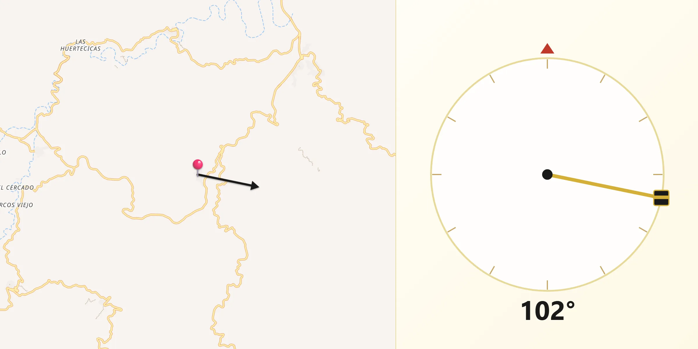 Dirección de la Qibla desde Cóbdar
