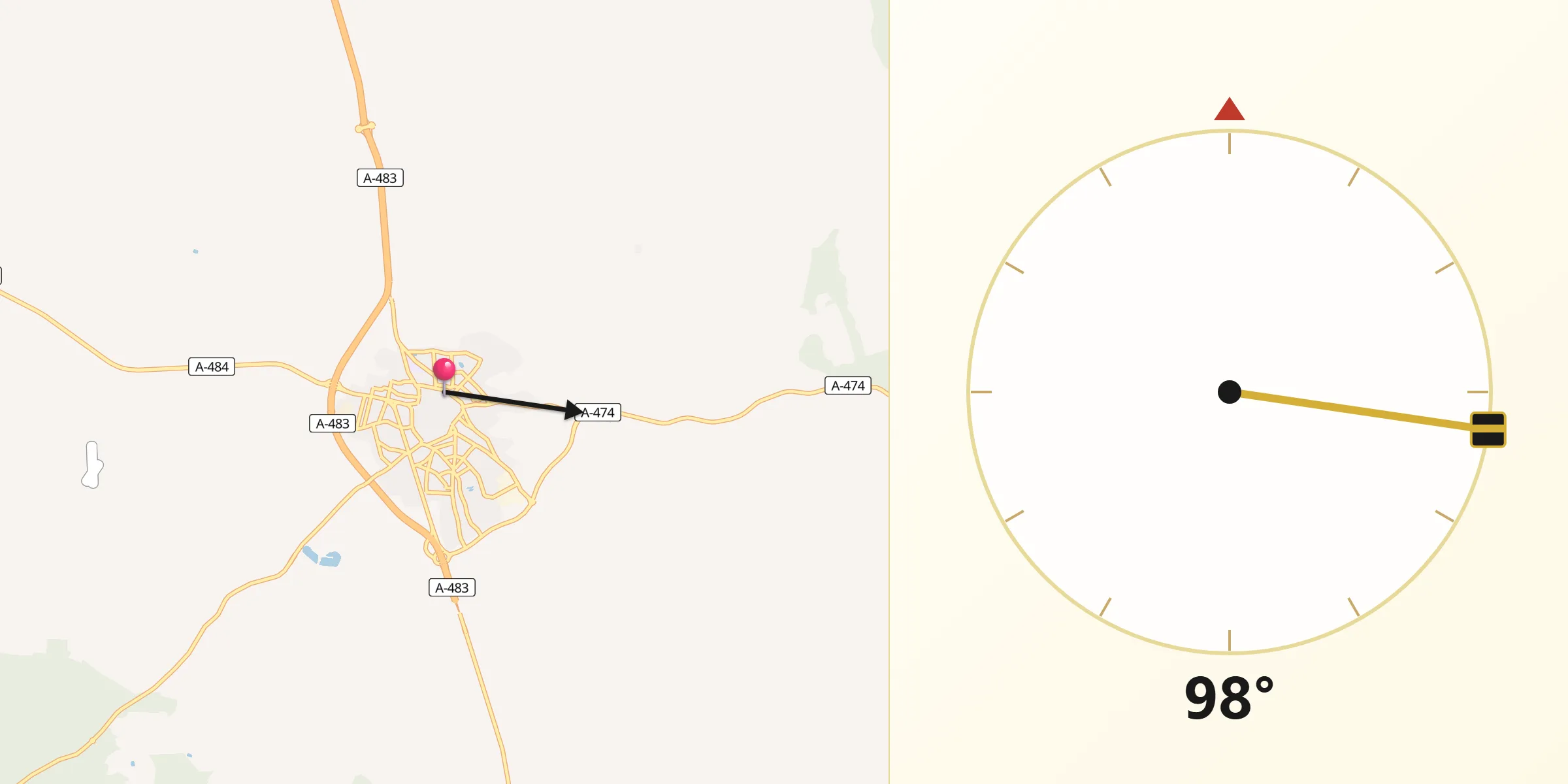 Dirección de la Qibla desde Almonte