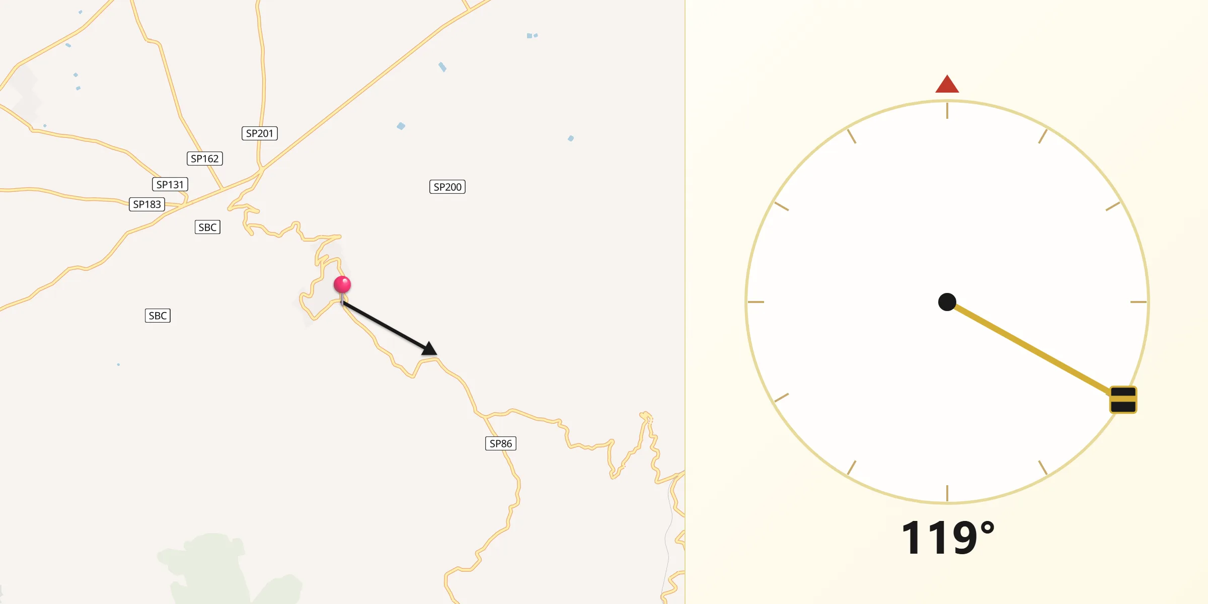 Direzione della Qibla da Mineo