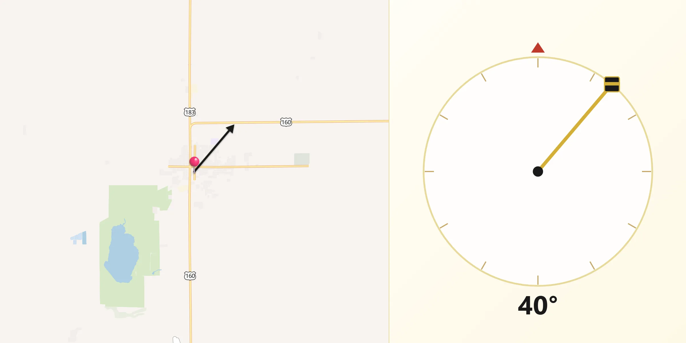 Qibla Direction from Coldwater