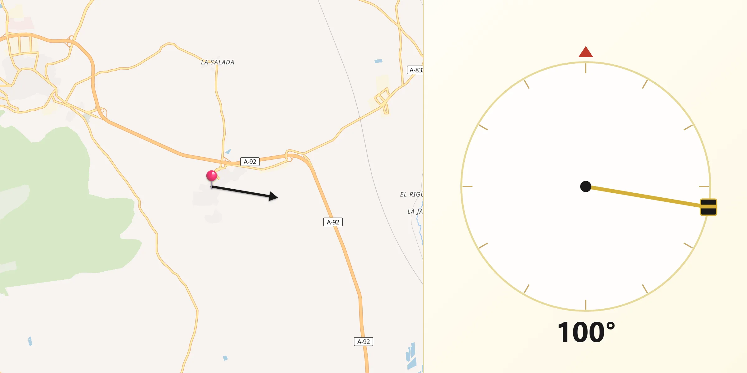 Dirección de la Qibla desde Lora de Estepa