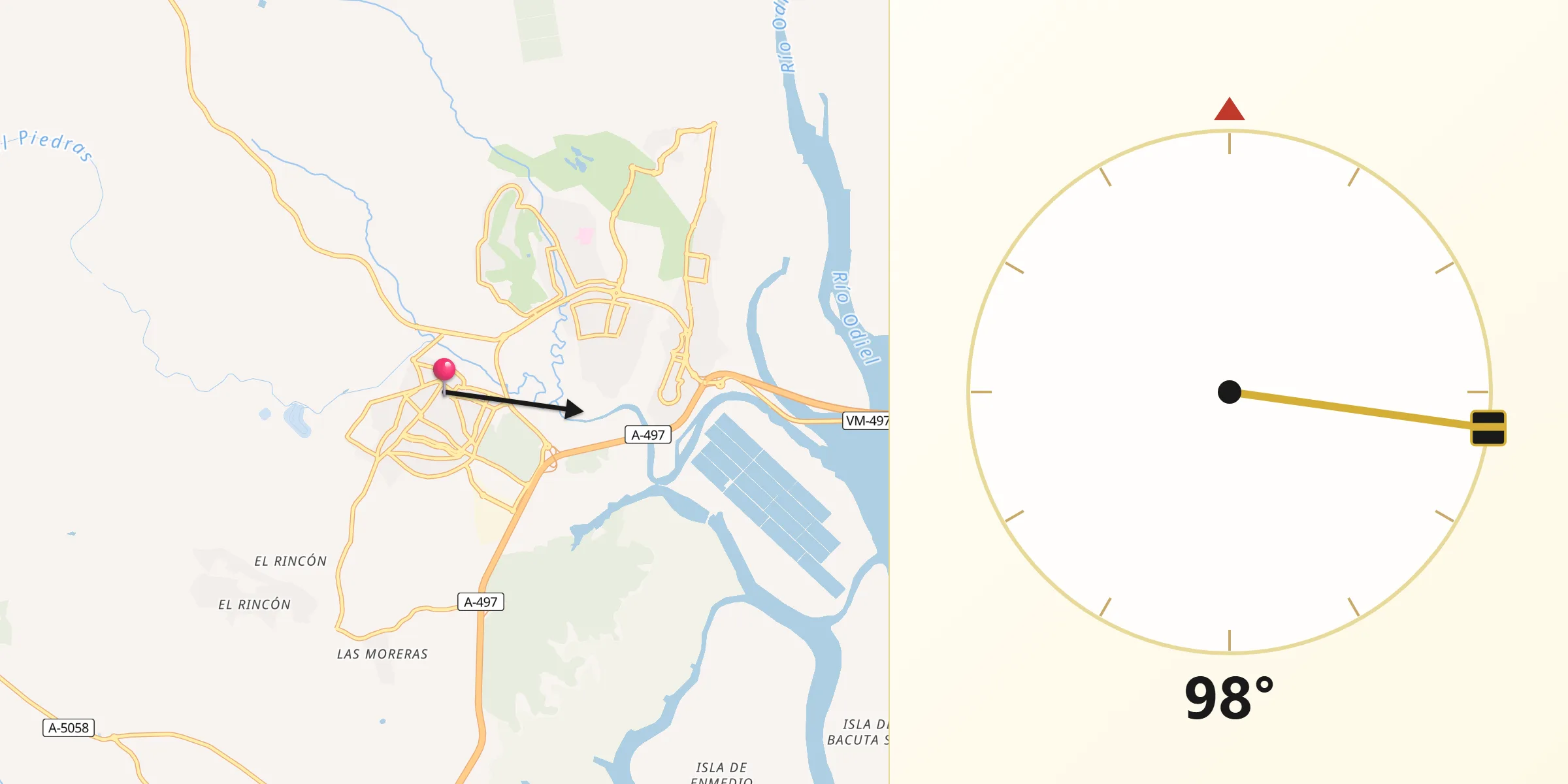 Dirección de la Qibla desde Aljaraque
