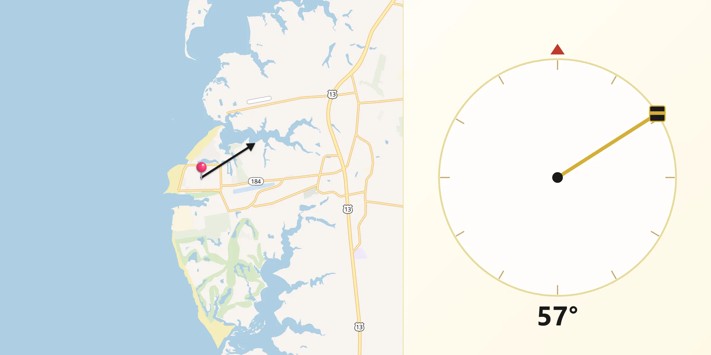Qibla Direction from Cape Charles