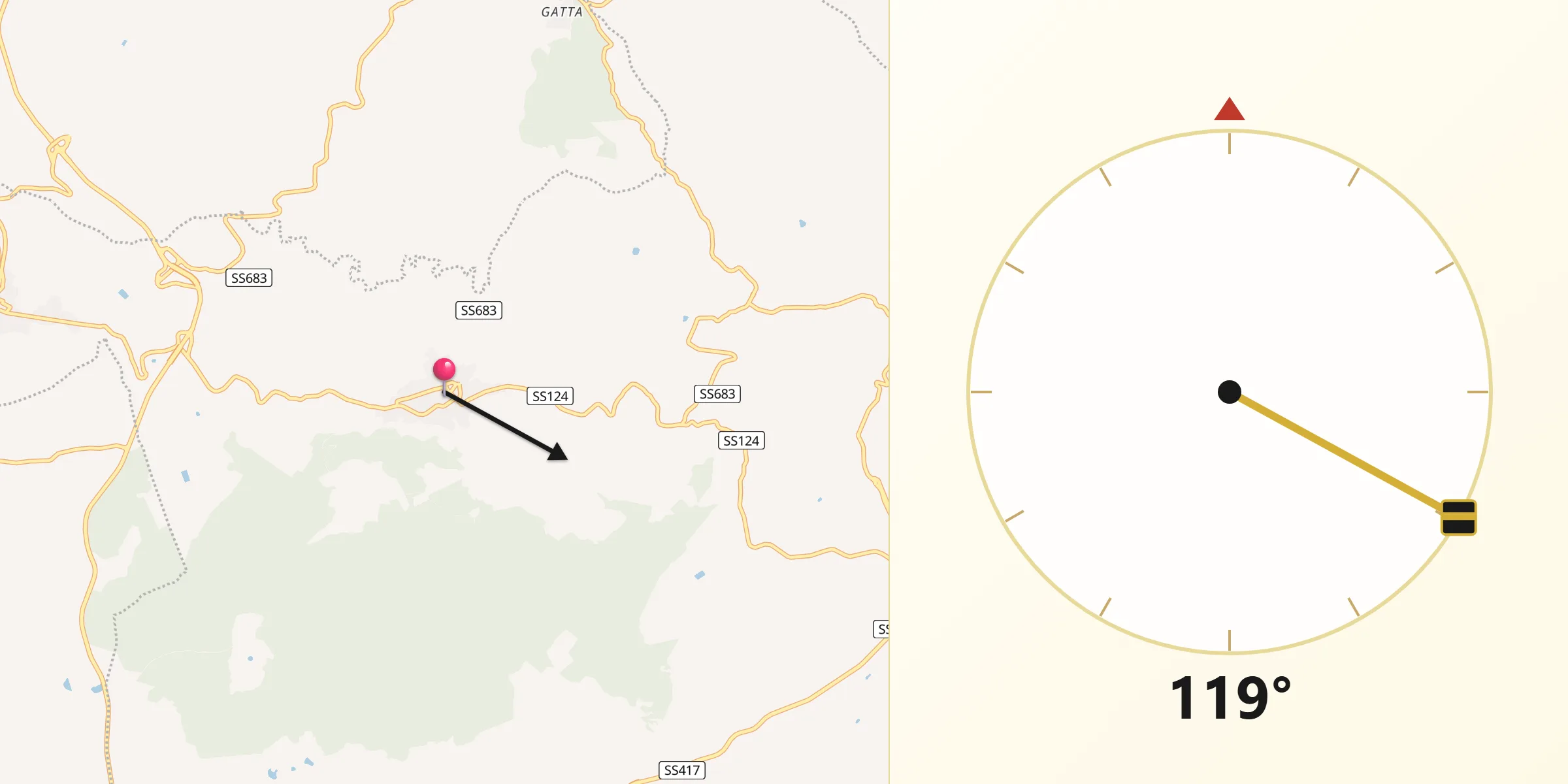 Direzione della Qibla da San Michele di Ganzaria