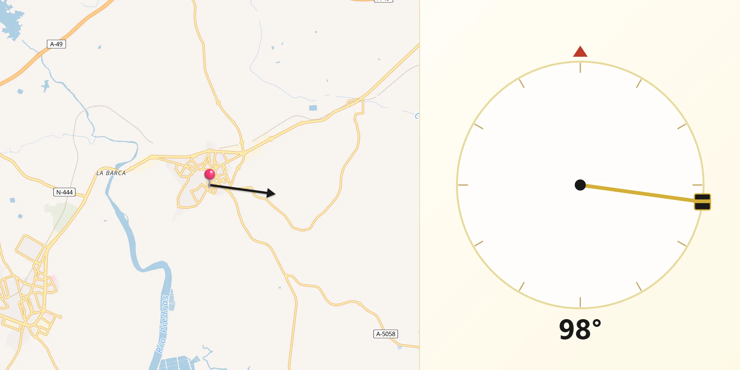 Dirección de la Qibla desde Cartaya