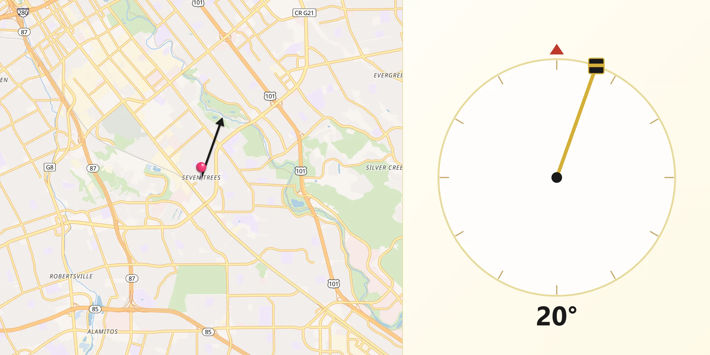 Qibla Direction from Seven Trees