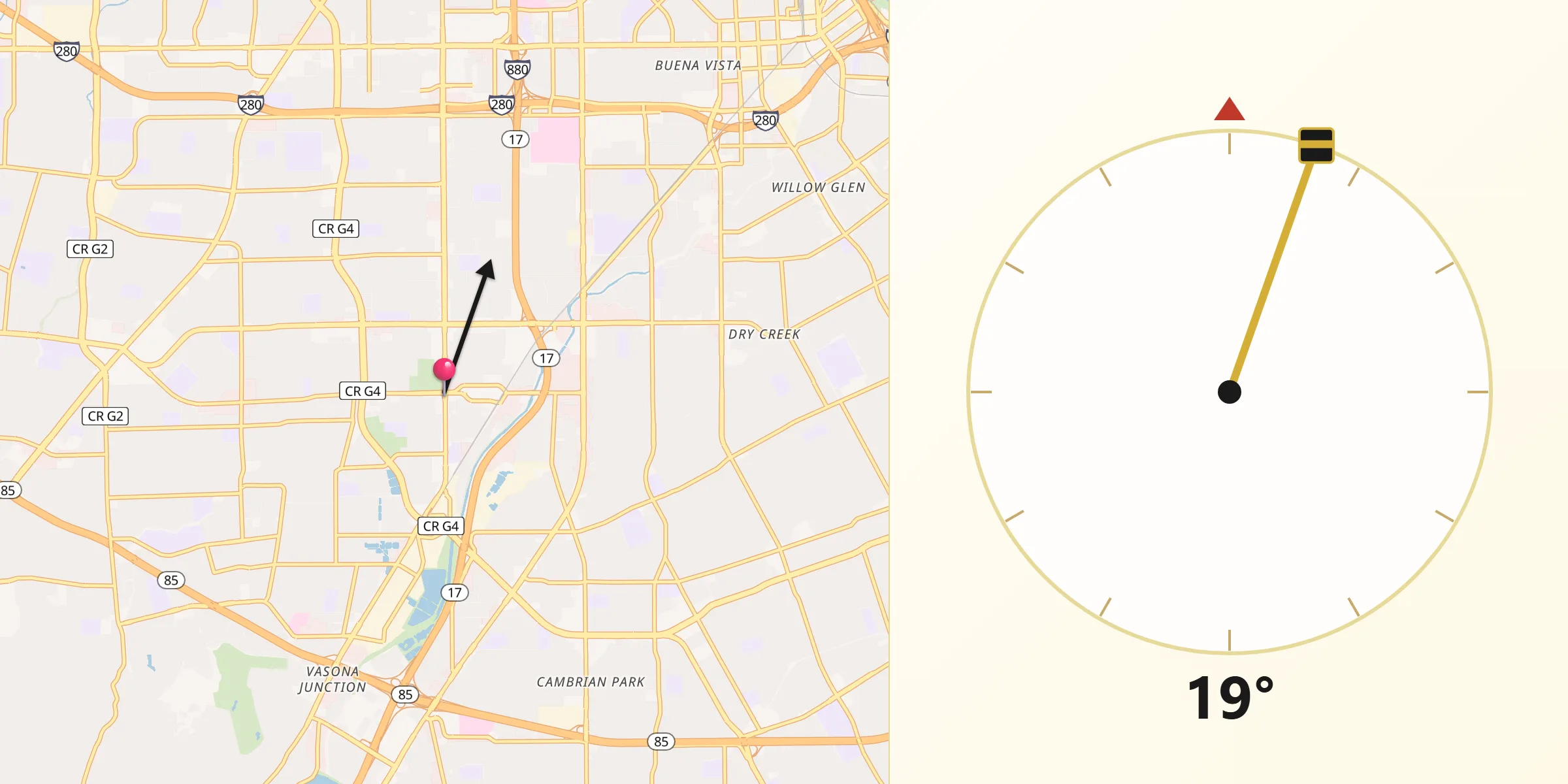 Qibla Direction from Campbell