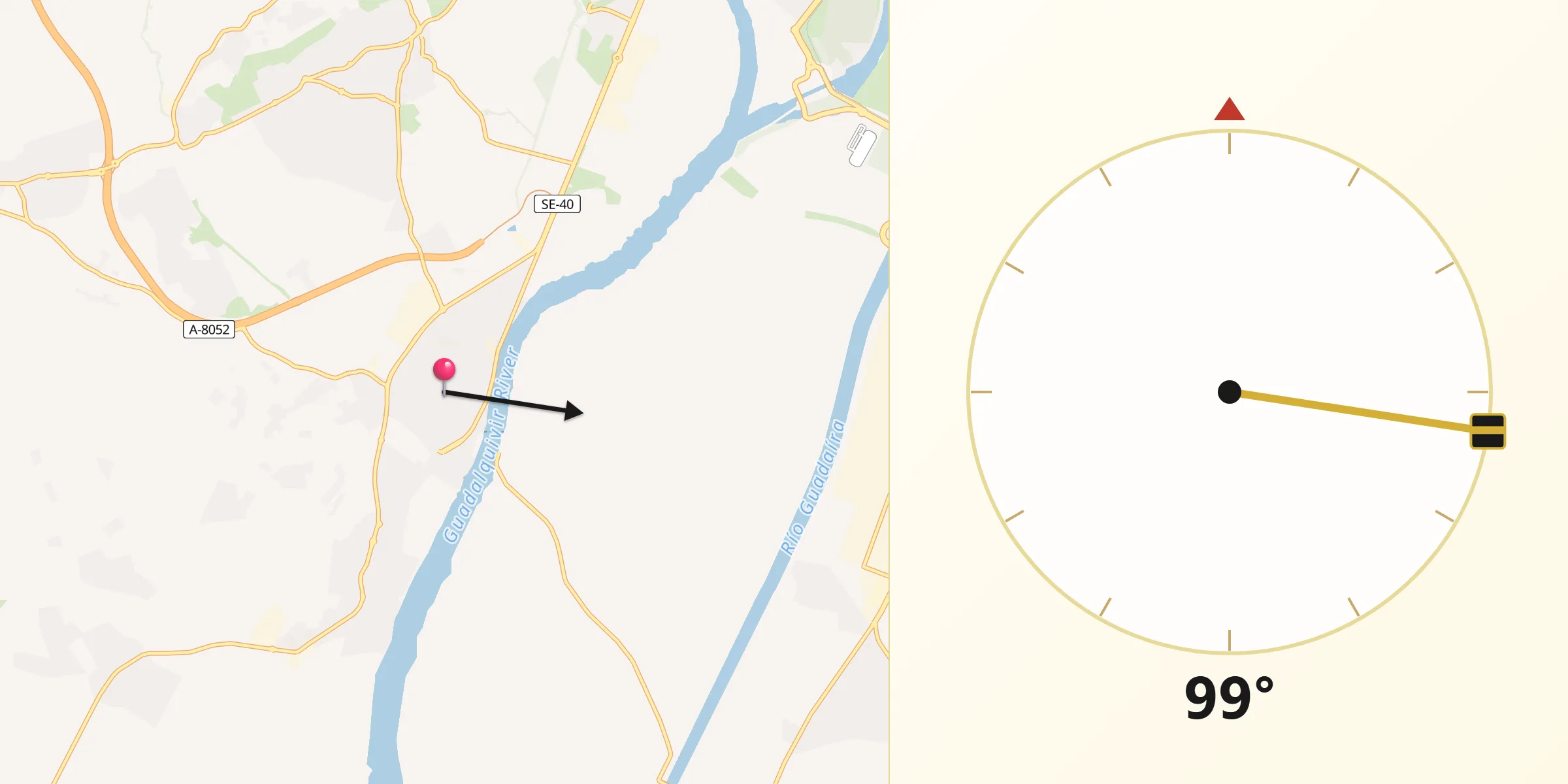 Dirección de la Qibla desde Coria del Río