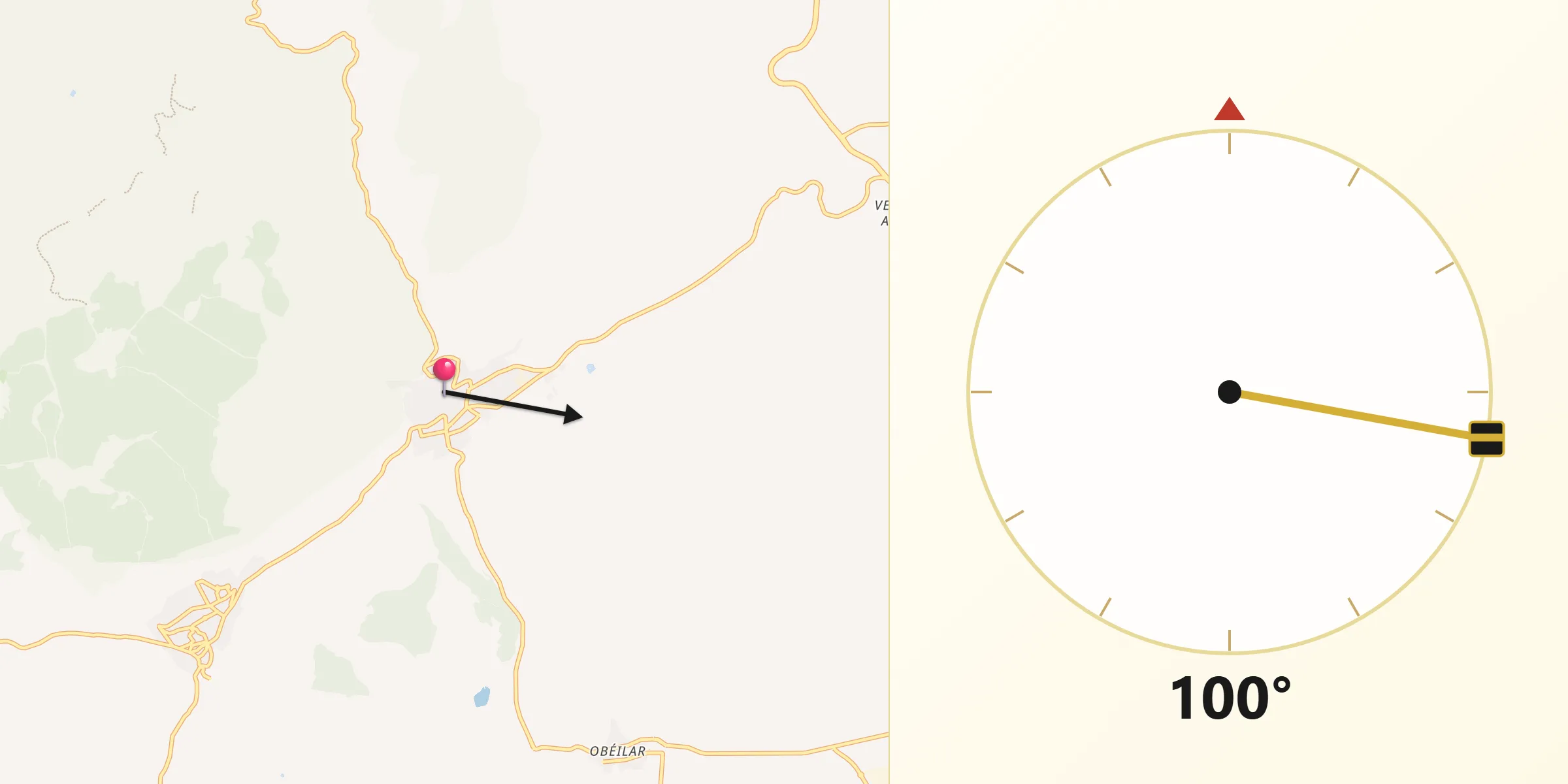 Dirección de la Qibla desde Illora