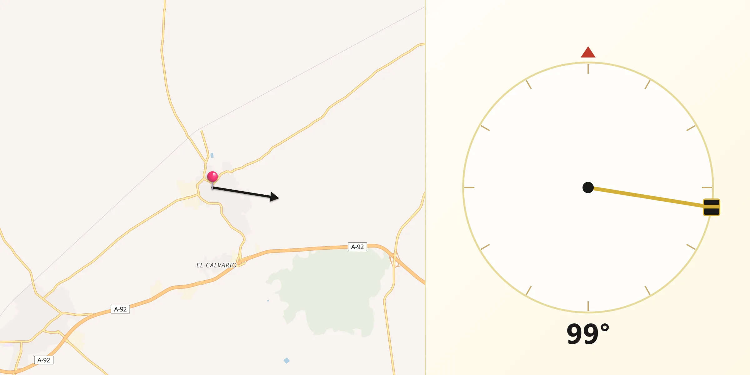 Dirección de la Qibla desde Paradas