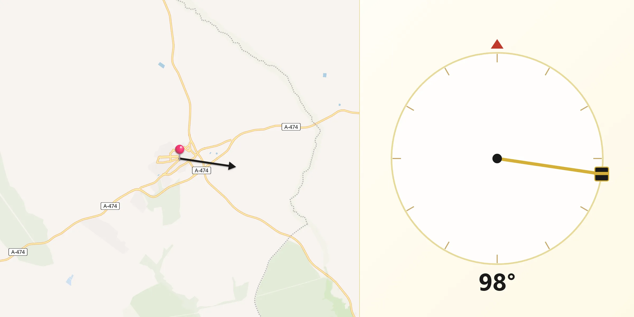 Dirección de la Qibla desde Hinojos