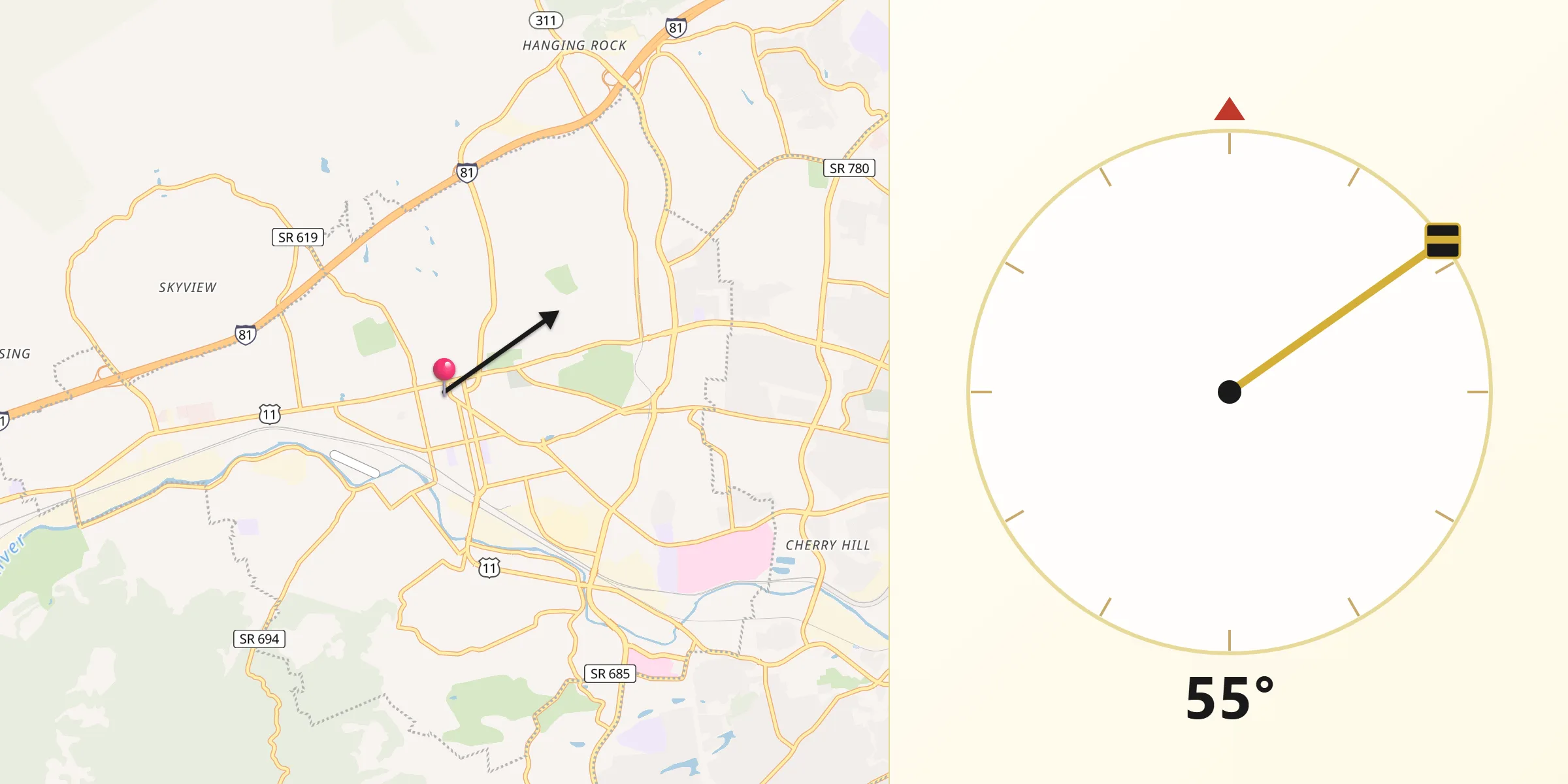 Qibla Direction from City of Salem