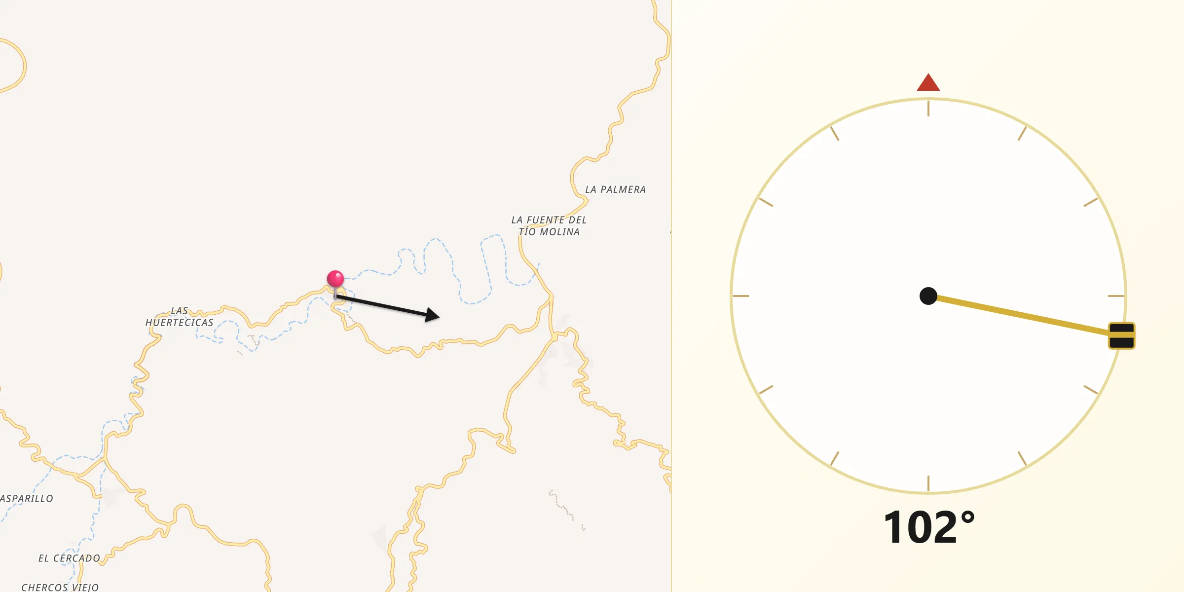 Dirección de la Qibla desde Líjar