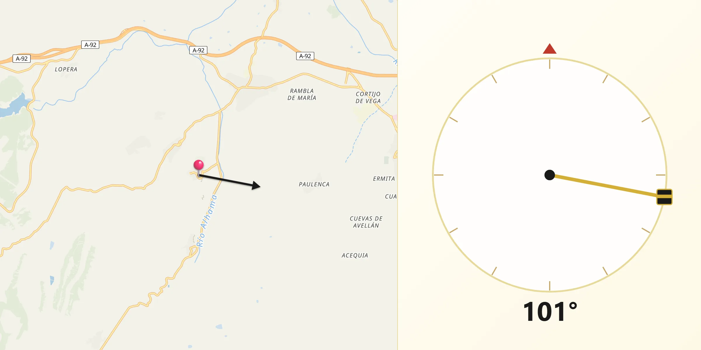 Dirección de la Qibla desde Marchal