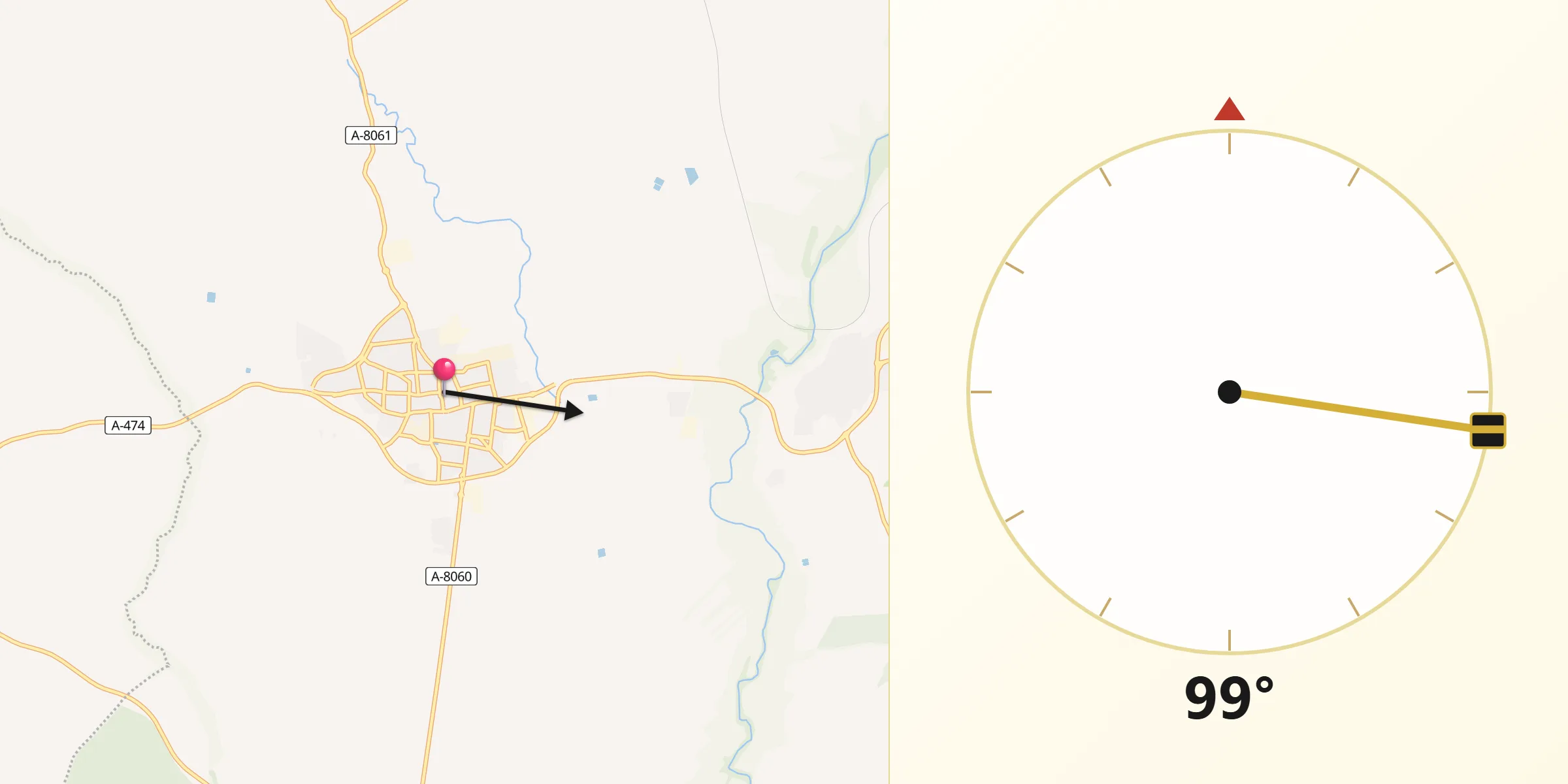 Dirección de la Qibla desde Pilas