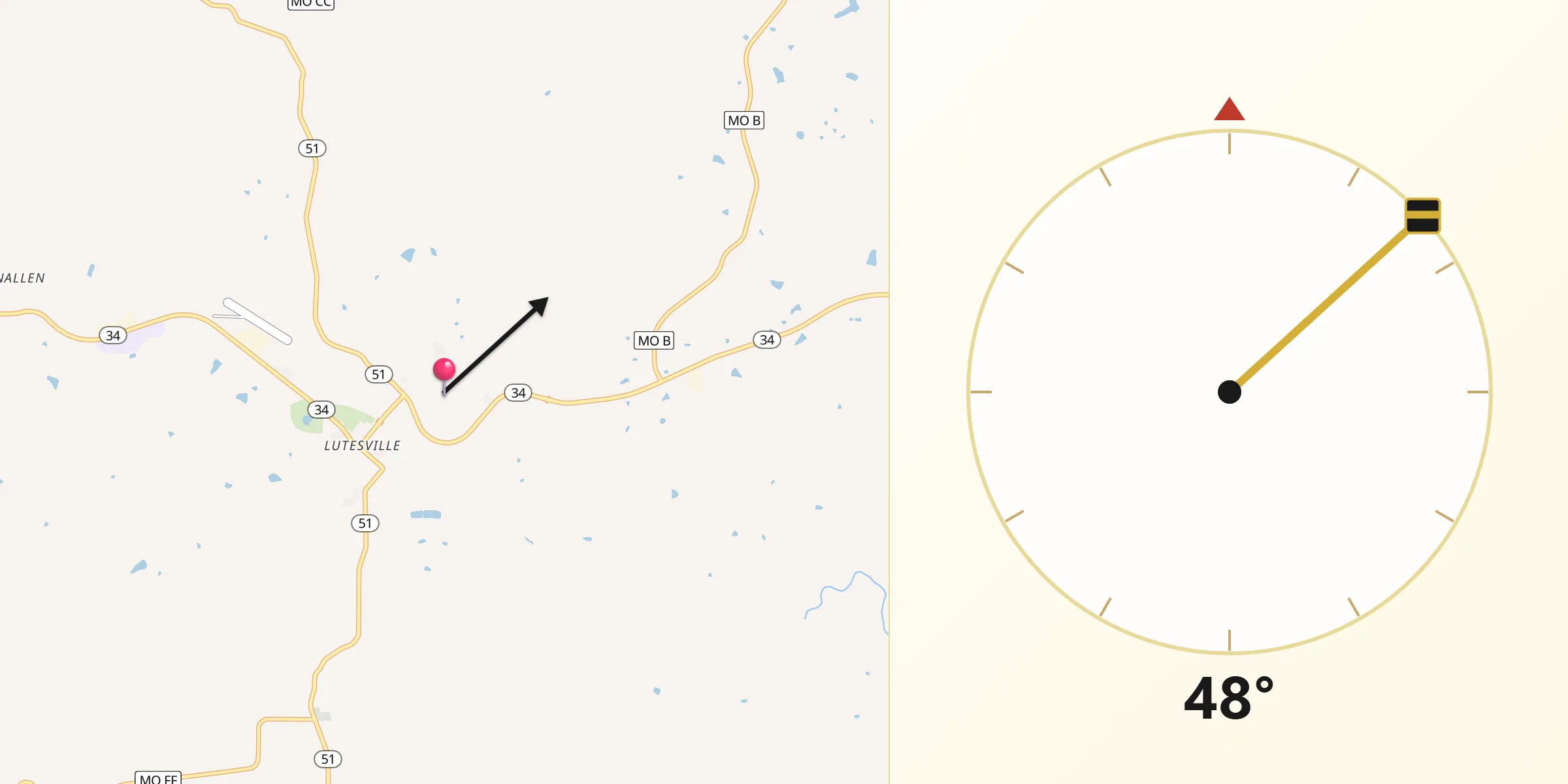 Qibla Direction from Marble Hill