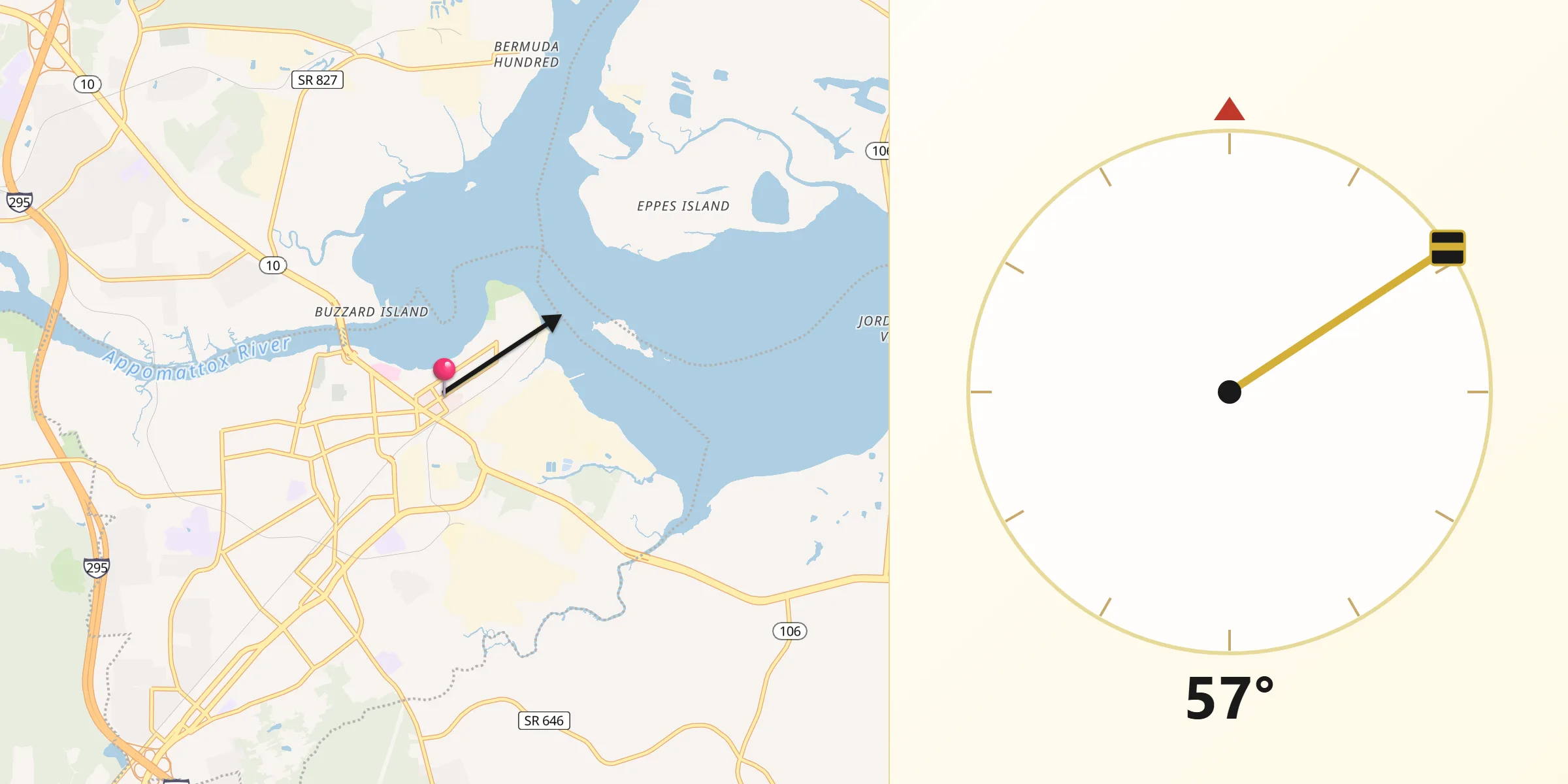 Qibla Direction from City of Hopewell